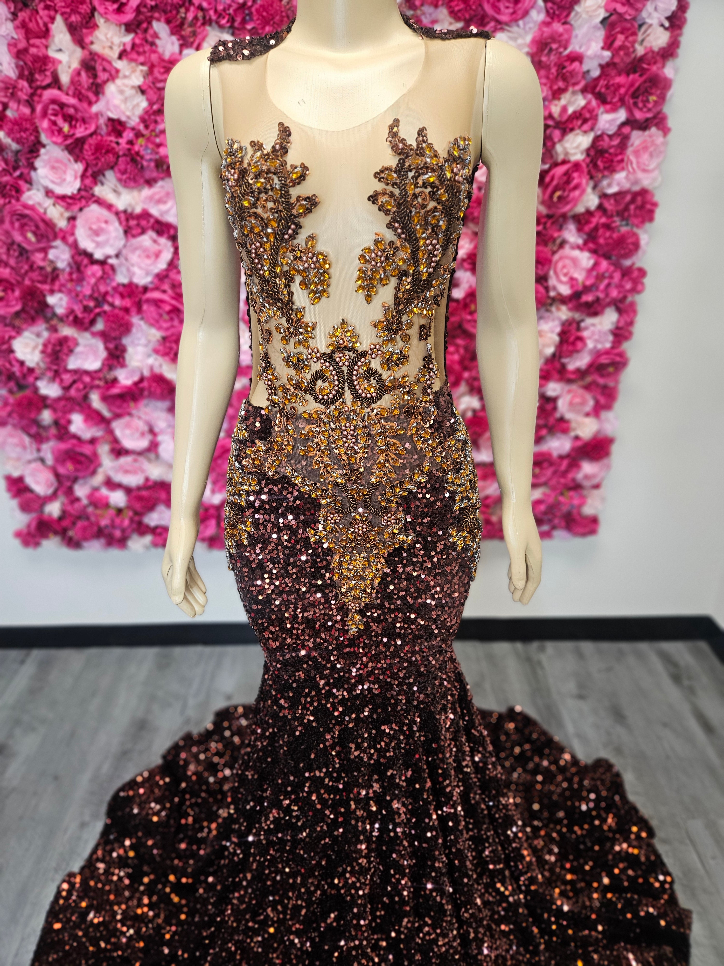 Chocolate Brown Mermaid Gown