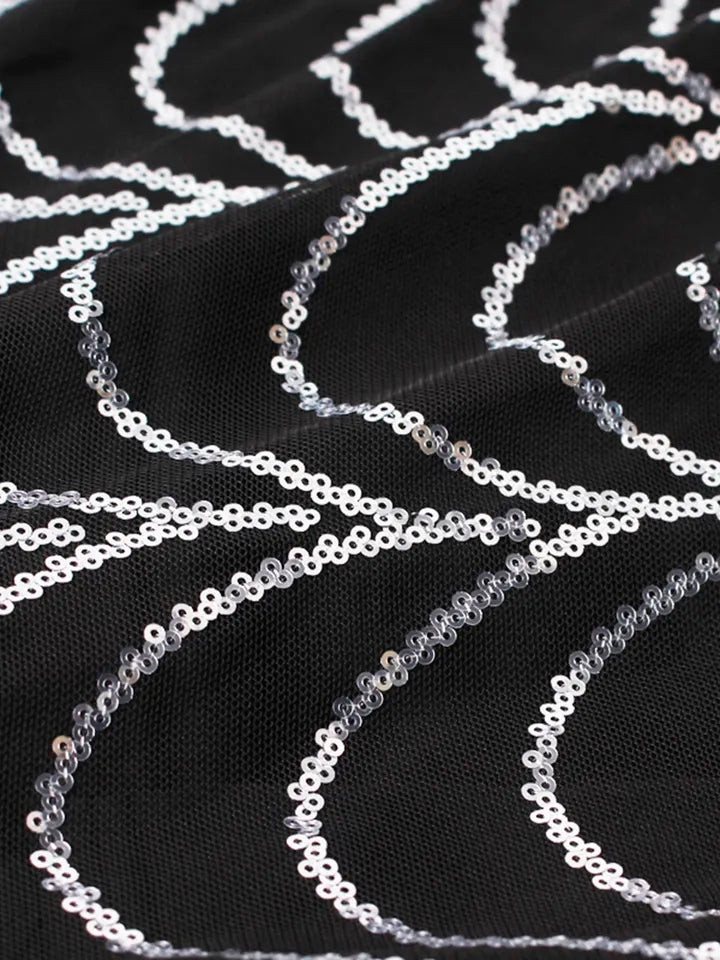 Black & Silver Maxi Evening Gown