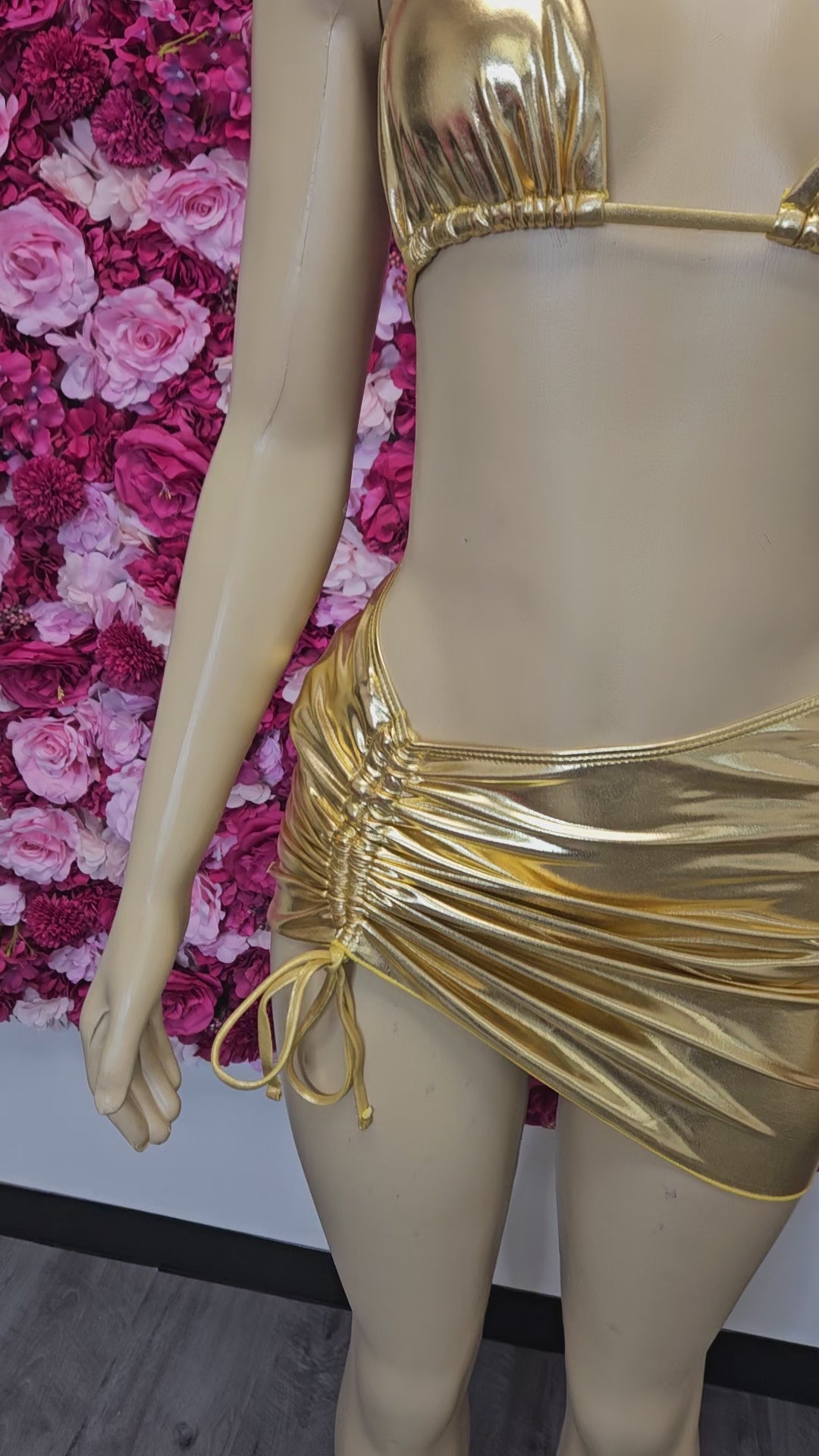 Gold 3 piece bikini swimsuit set