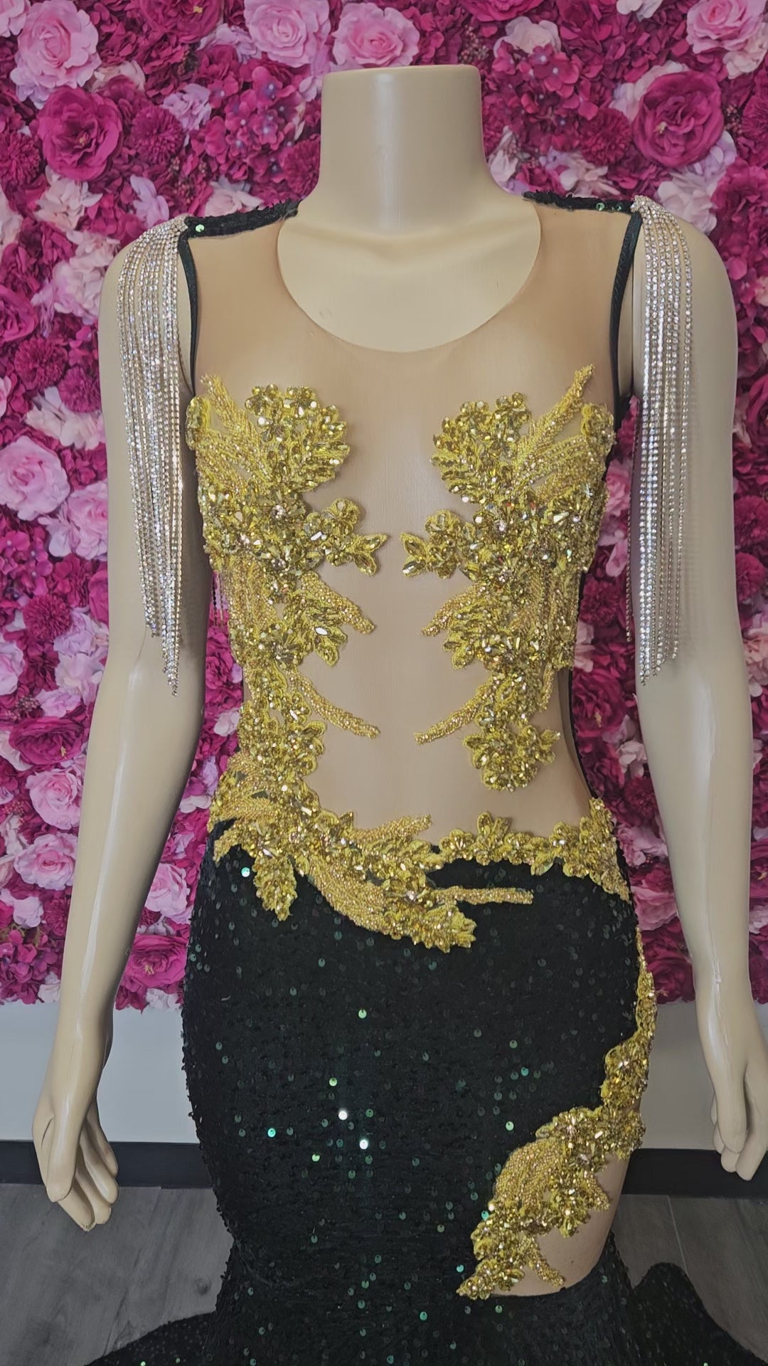 Emerald Green & Gold Mermaid Gown