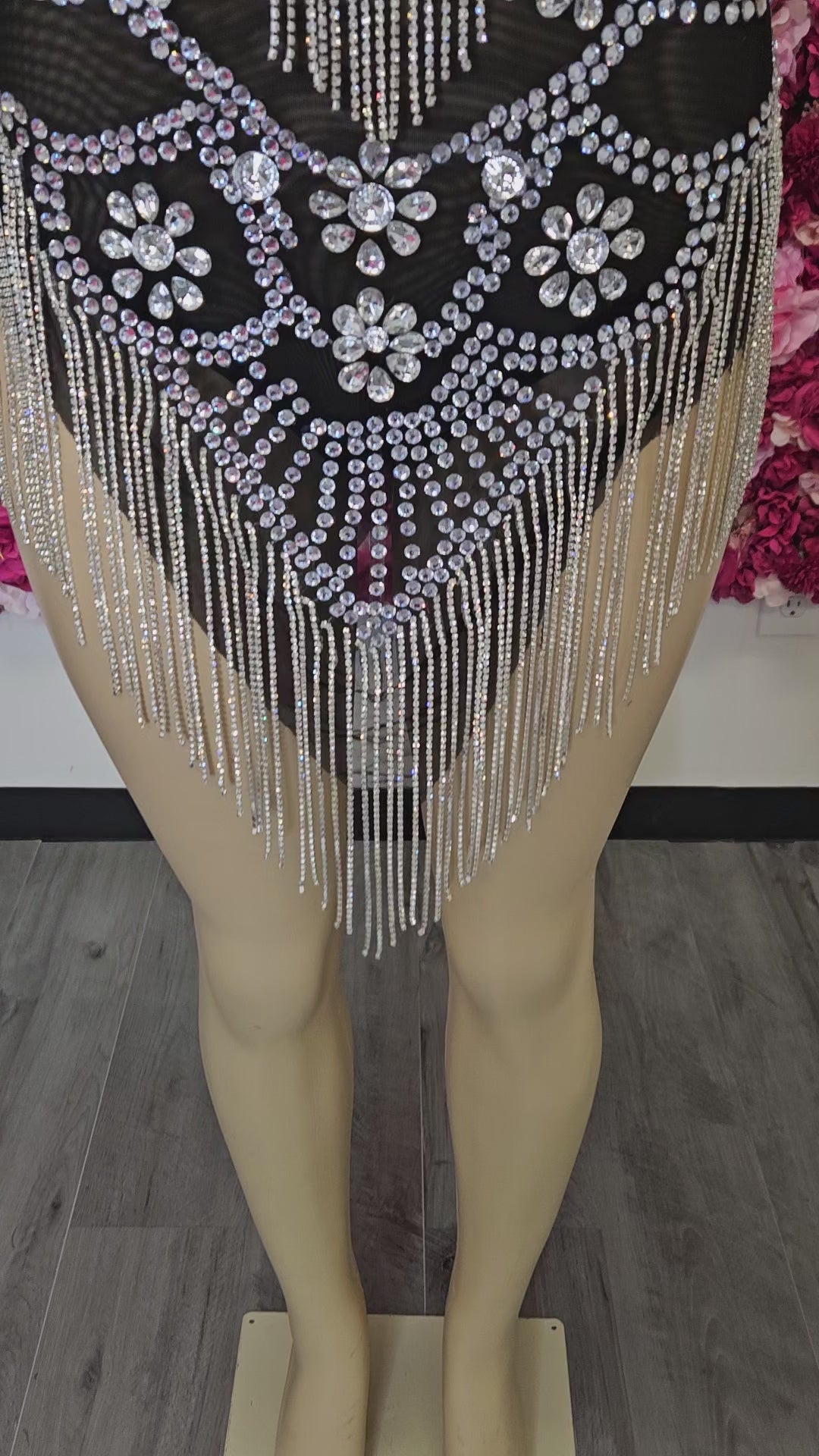 FREAKUM Rhinestone Leotard Black & Silver