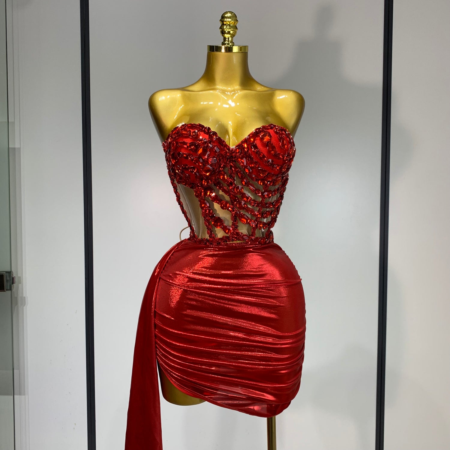 Red 2 Piece Skirt Set