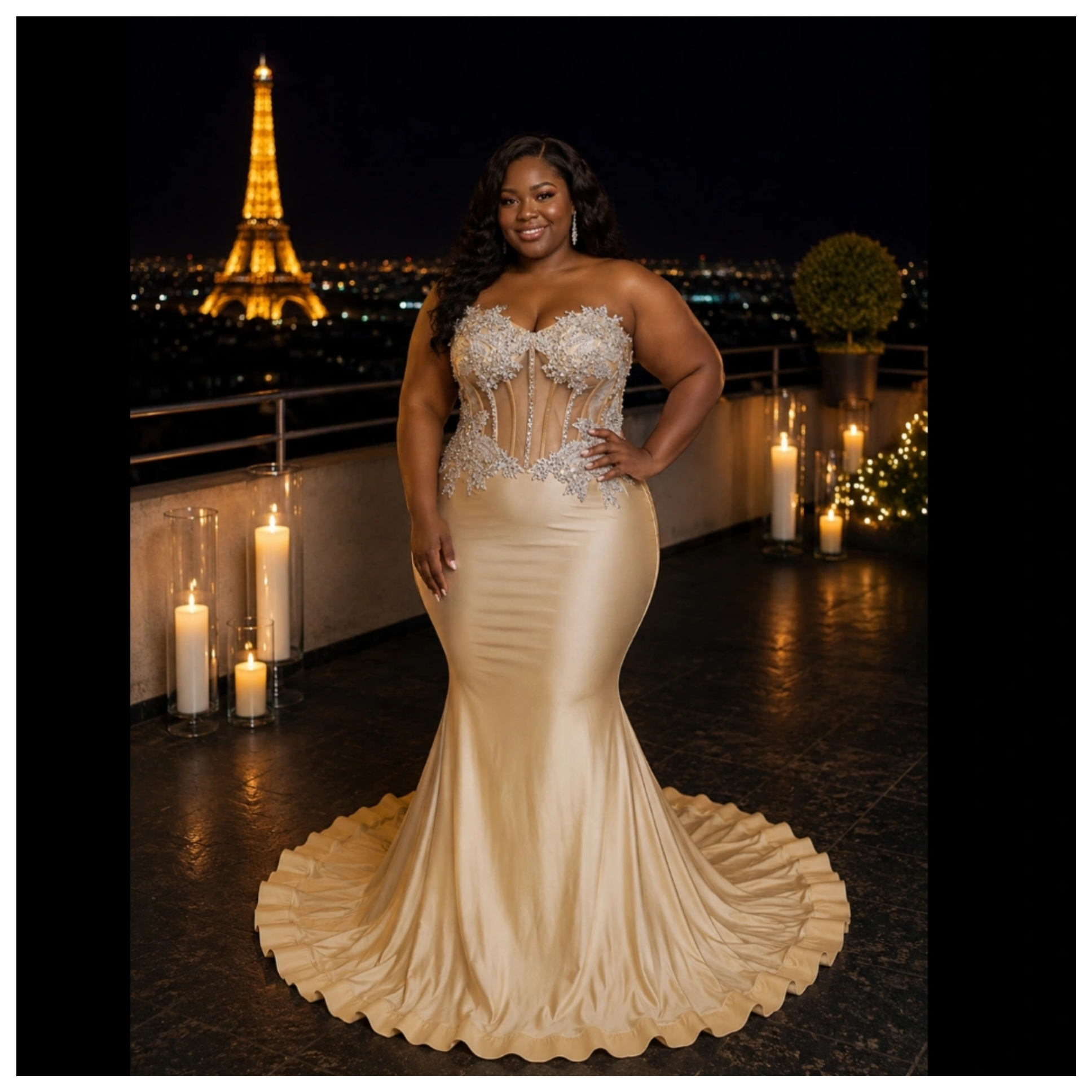 Champagne Nude Illusion Corset Mermaid Prom Gown – Ready-to-Ship