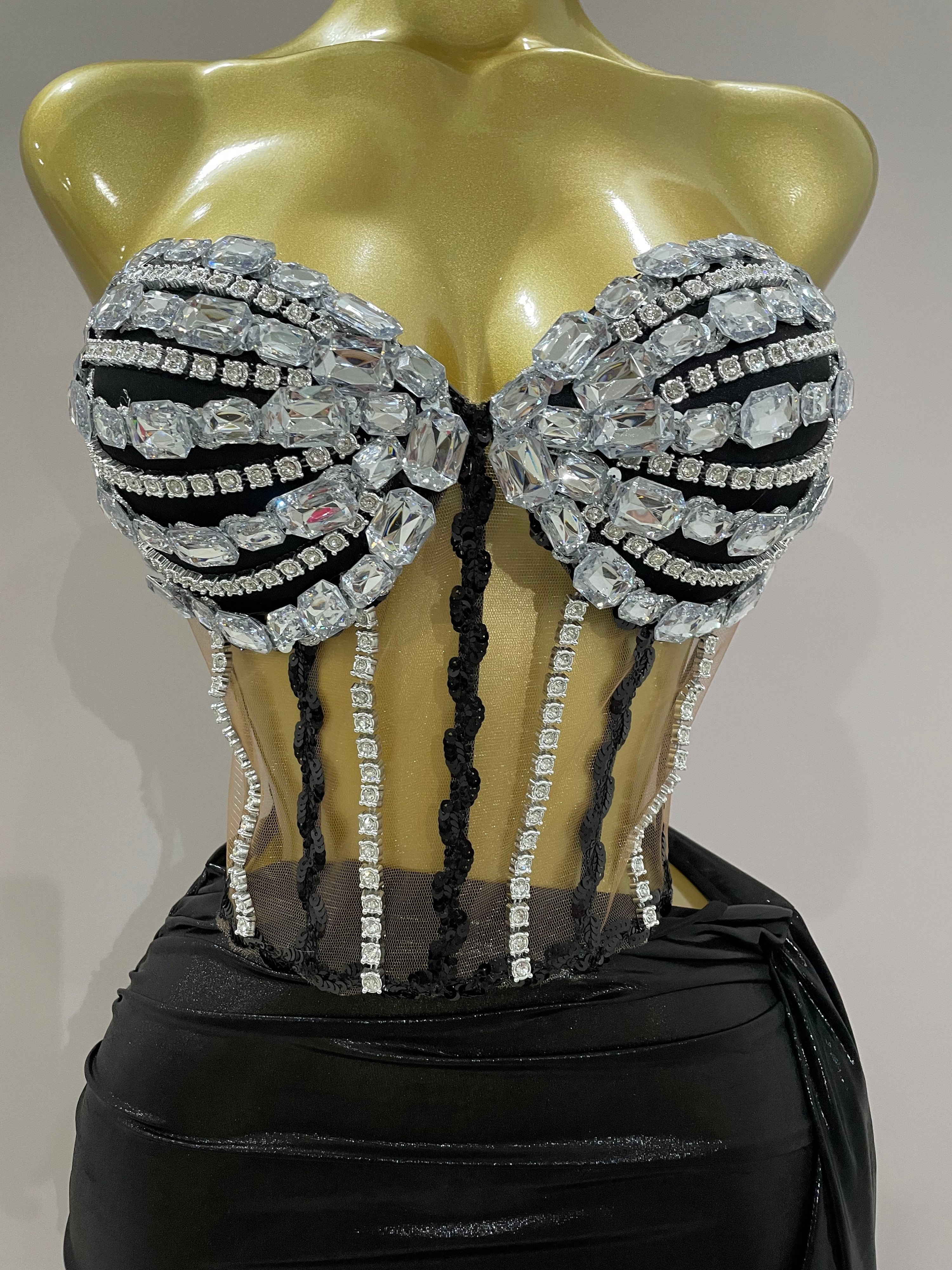 Black 2 Piece Corset top & Skirt Set