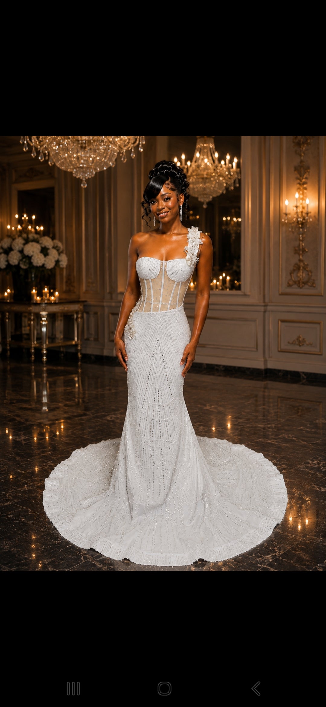 White One Shoulder Beaded Mermaid Prom Gown – Ready-to-Ship