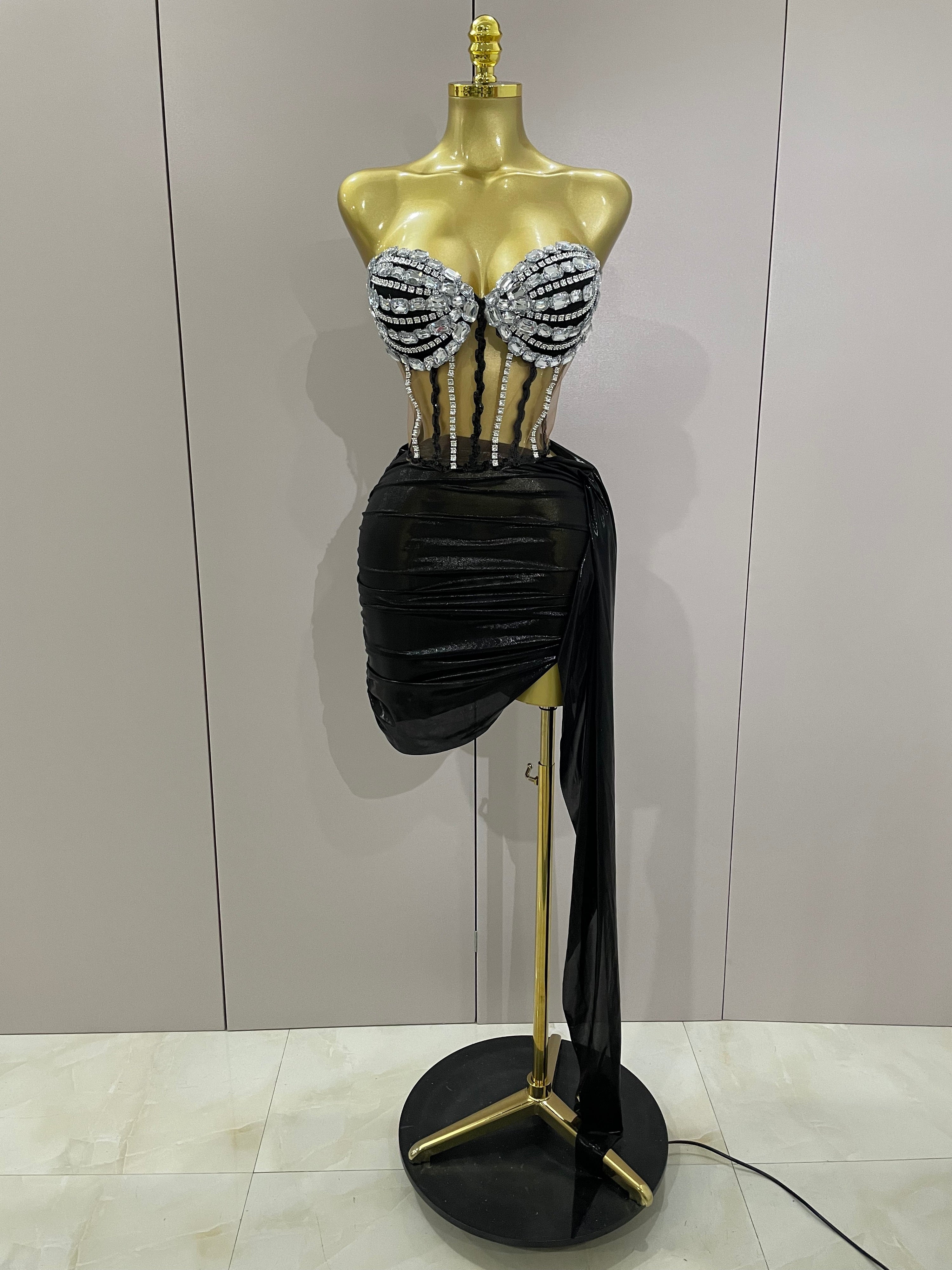 Black 2 Piece Corset top & Skirt Set