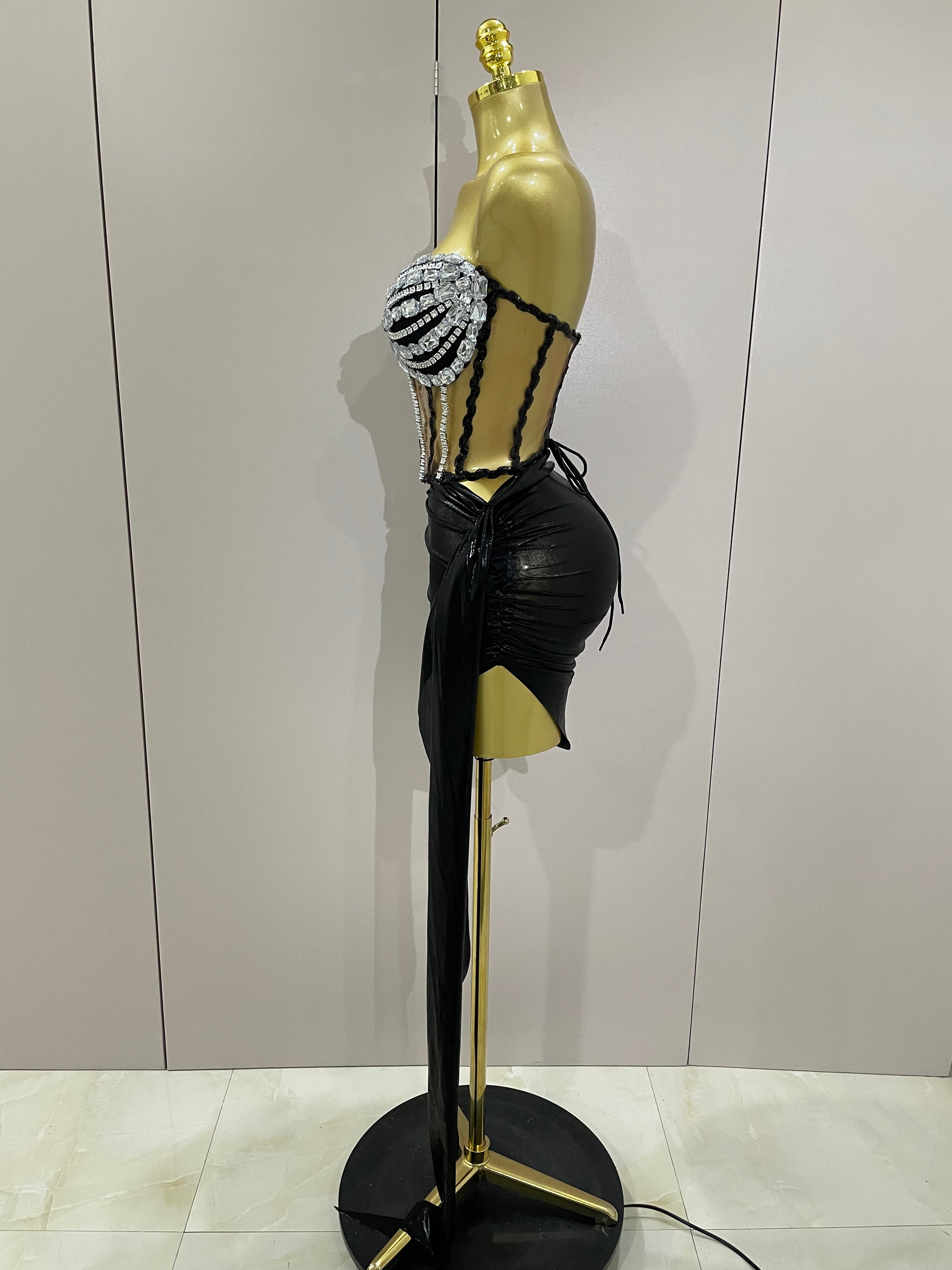 Black 2 Piece Corset top & Skirt Set