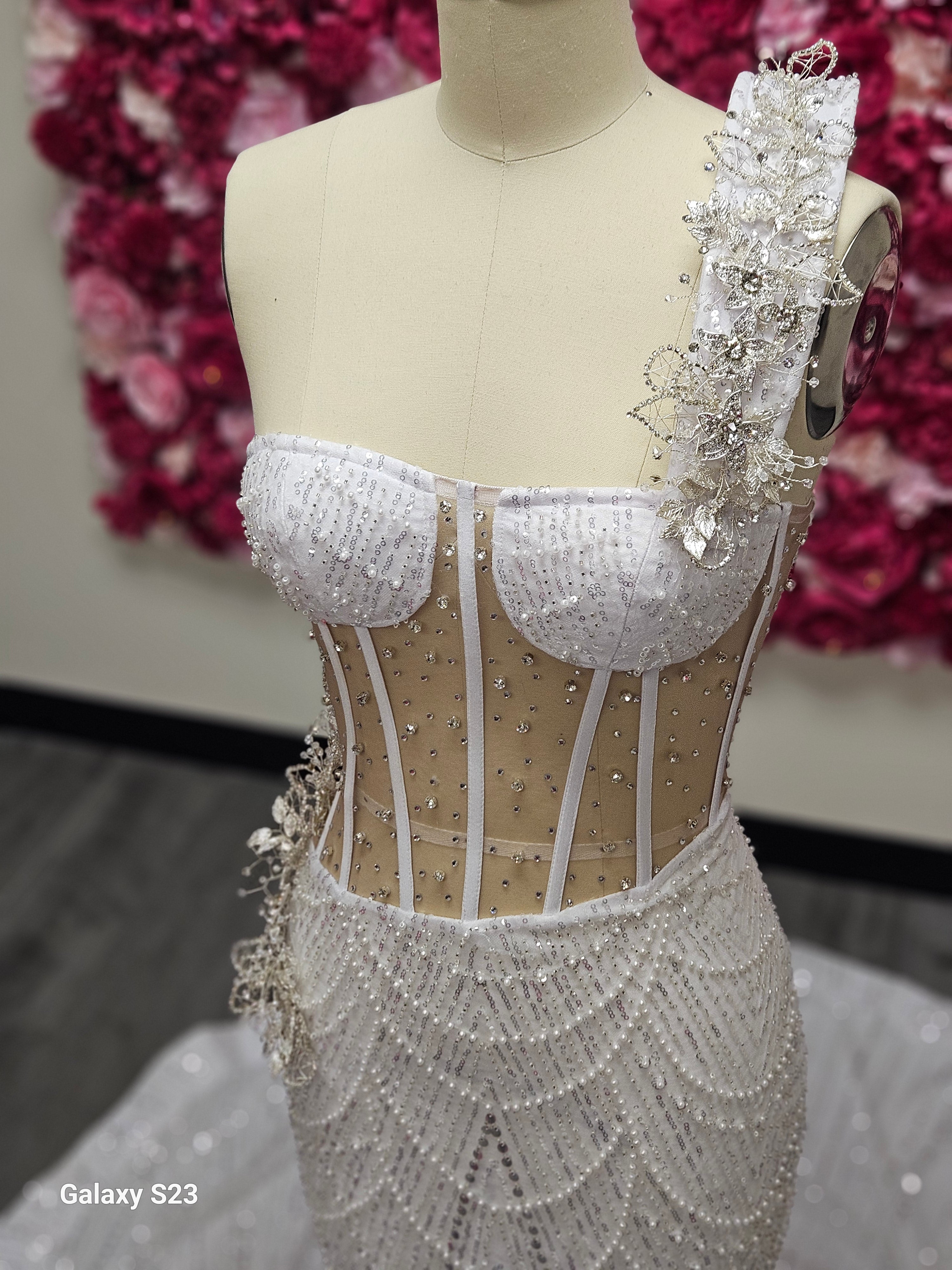White One Shoulder Beaded Mermaid Prom Gown – Ready-to-Ship