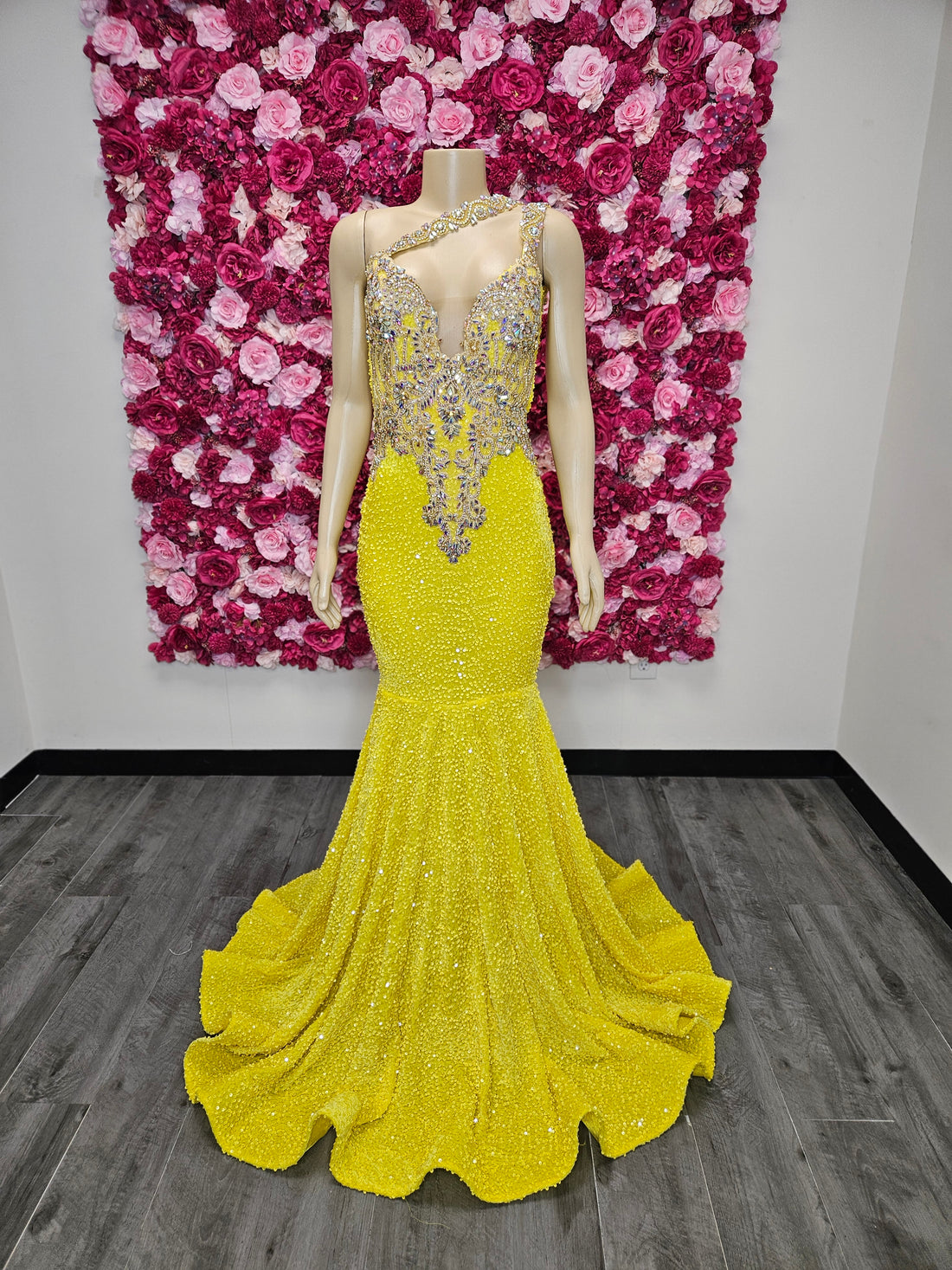 Yellow Sequin Mermaid Prom Dress