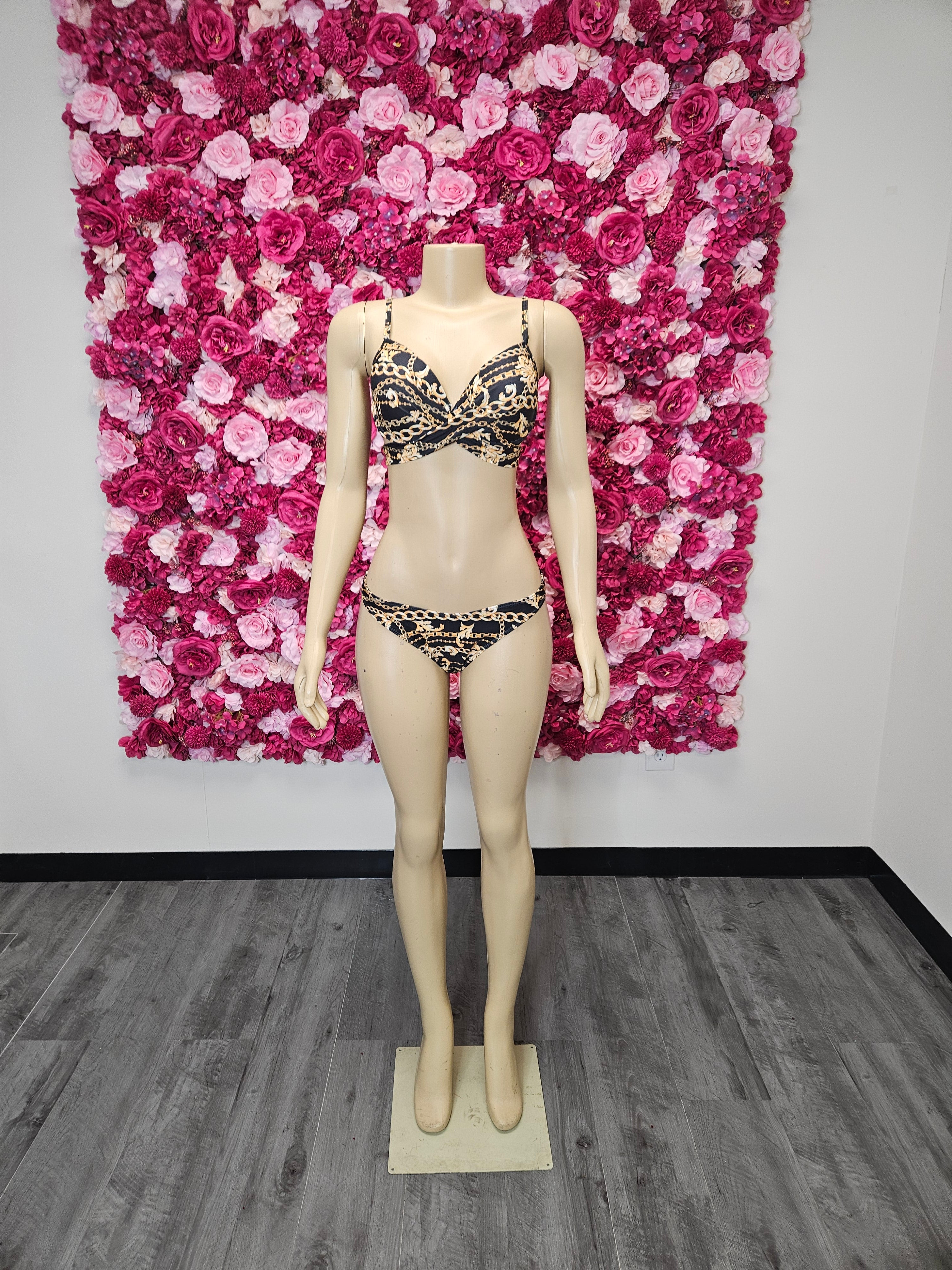 Black & Gold 3 piece bikini swimsuit set