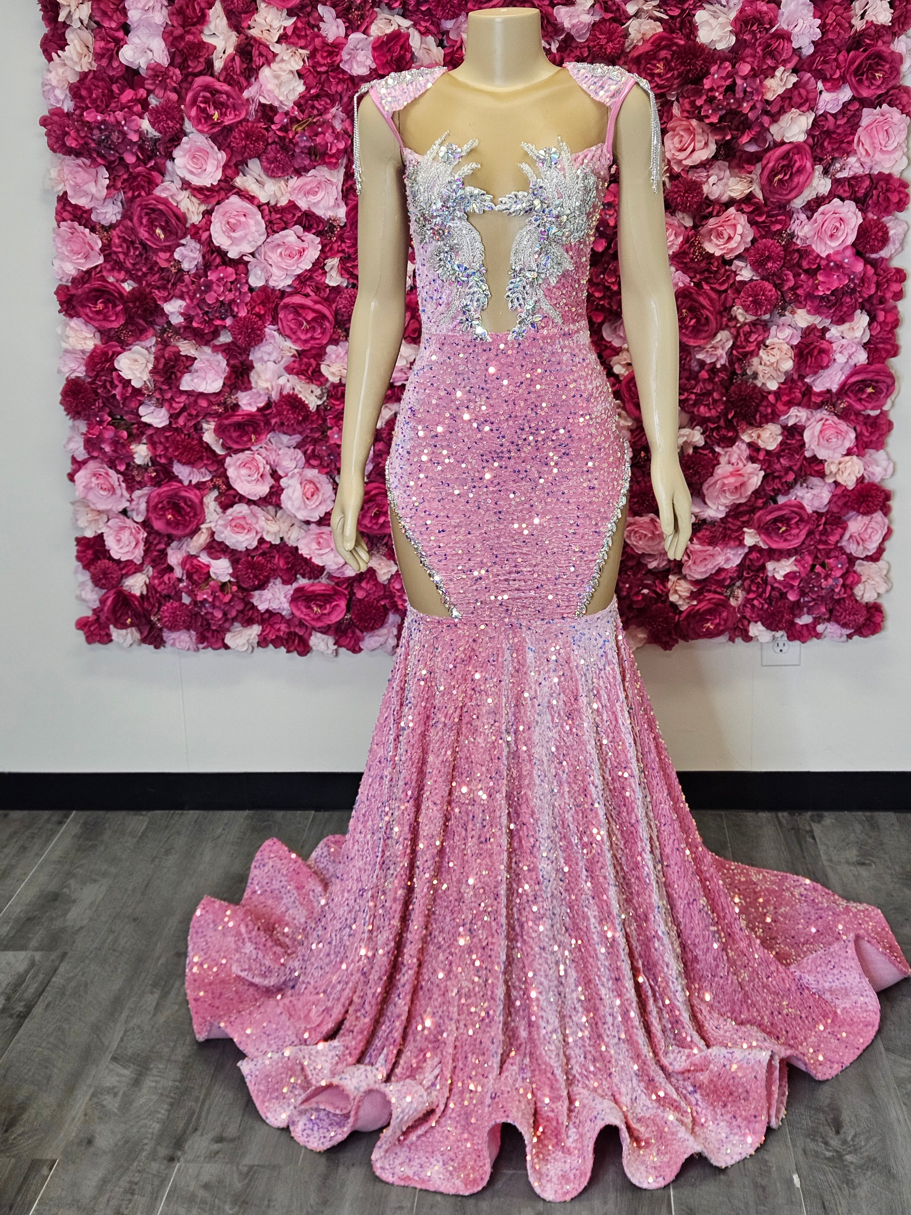 f&f sequin dress Off-The-Shoulder Spaghetti Strap Sleeveless Sparkly Silver Sequin Merm QueenaBridal