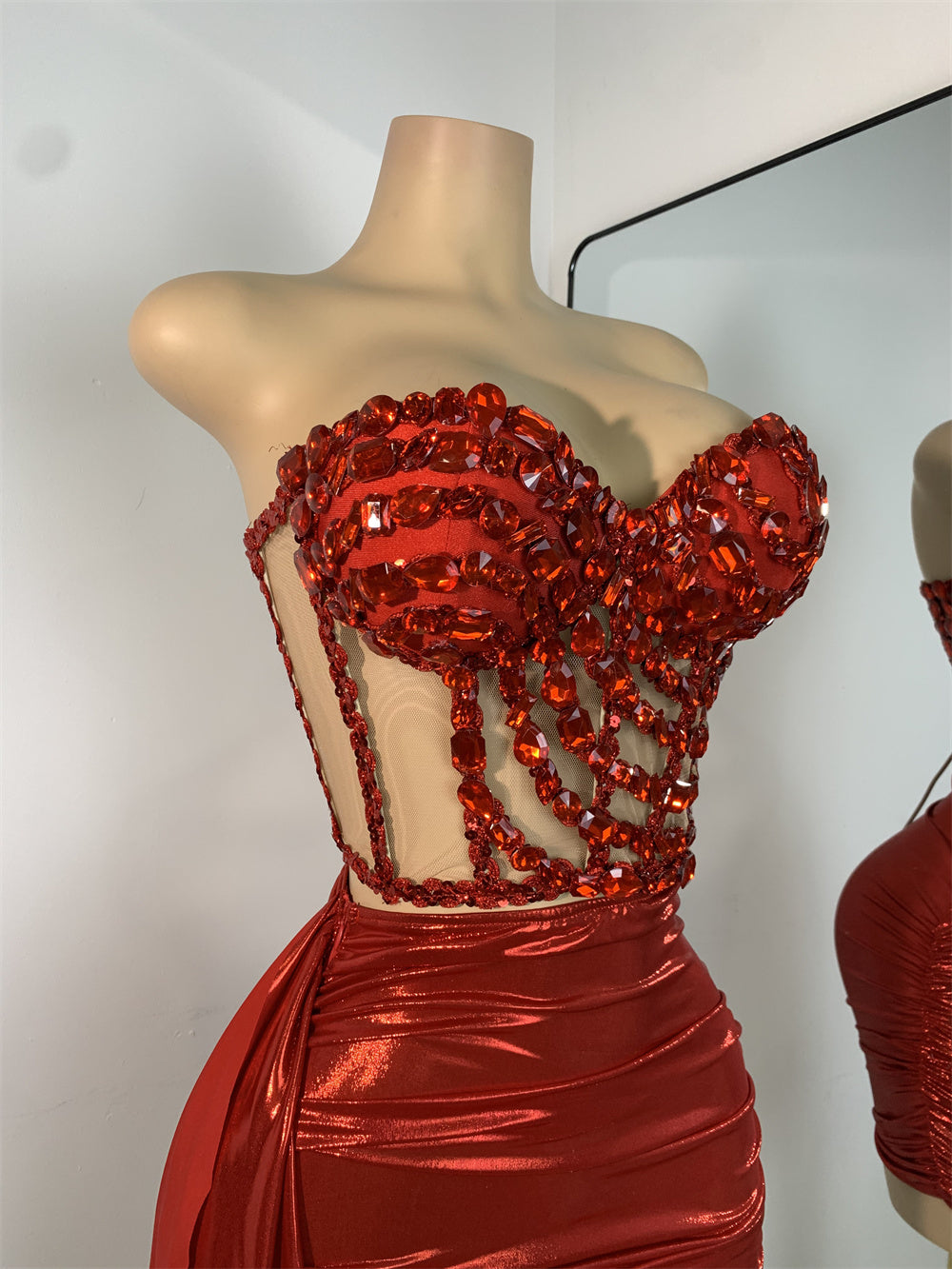 Red 2 Piece Skirt Set