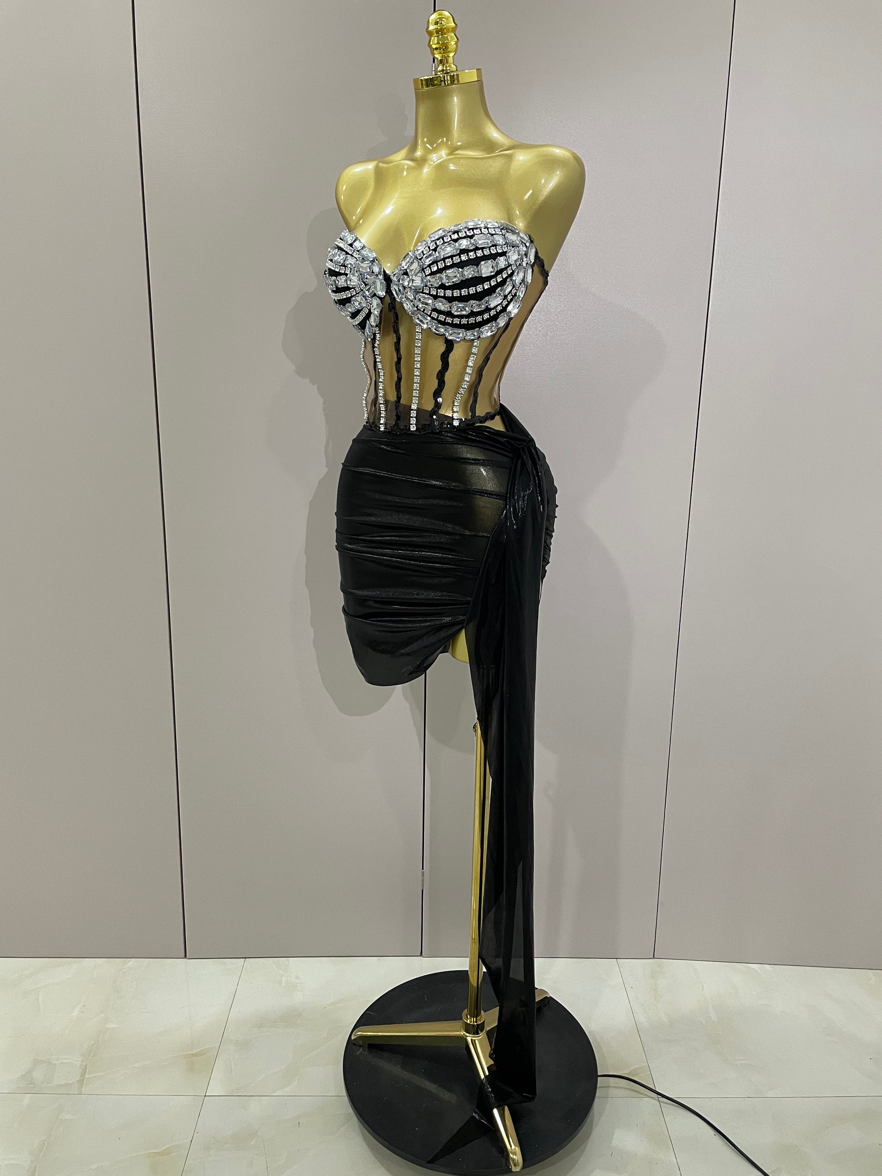 Black 2 Piece Corset top & Skirt Set