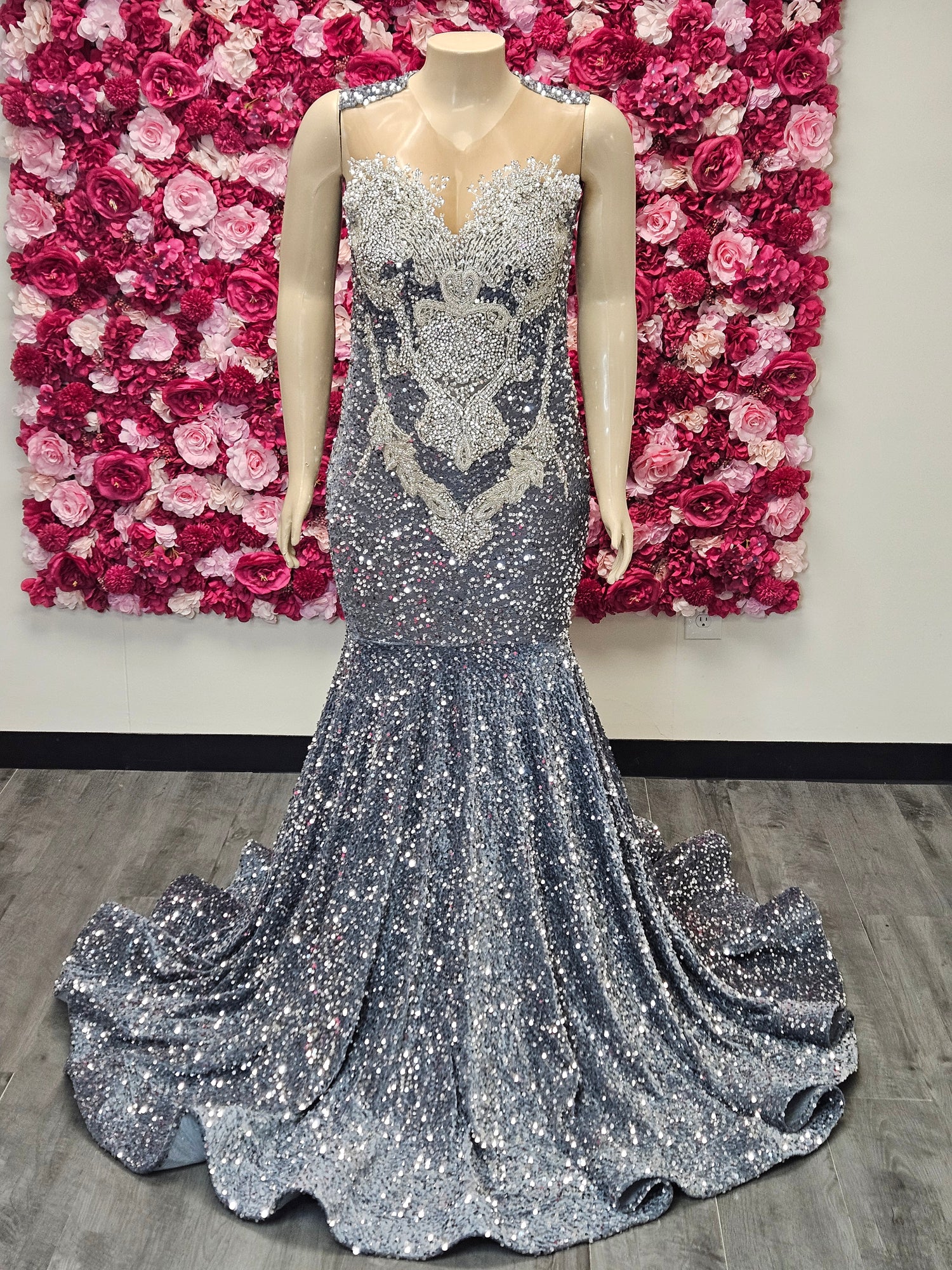 Grey Plus Size Prom Dress