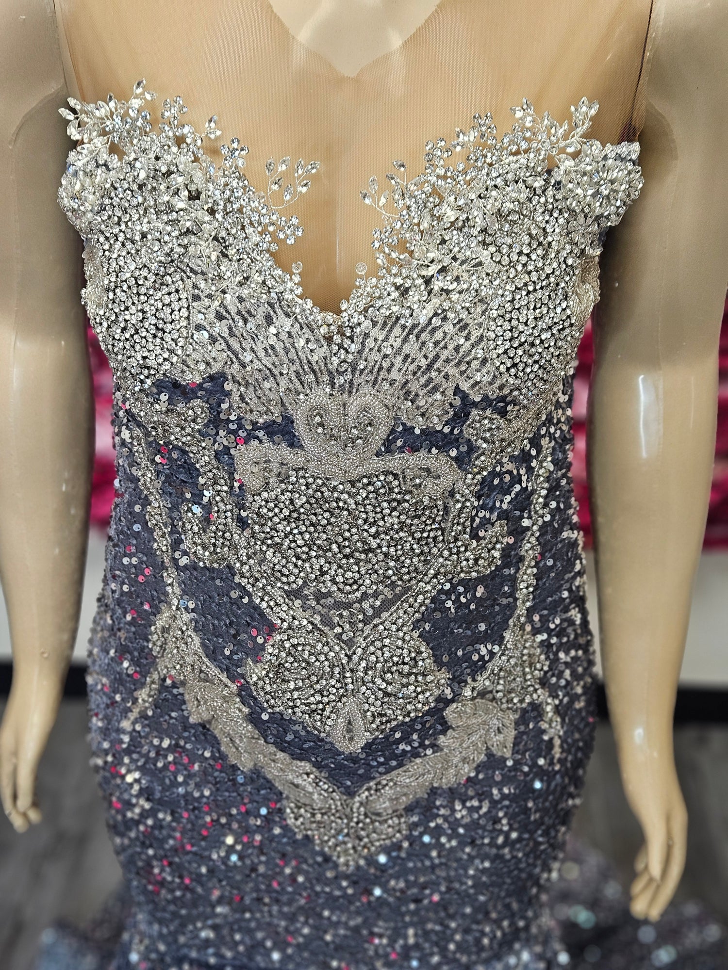 Grey Plus Size Prom Dress