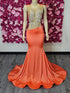 mermaid orange prom dresses USA