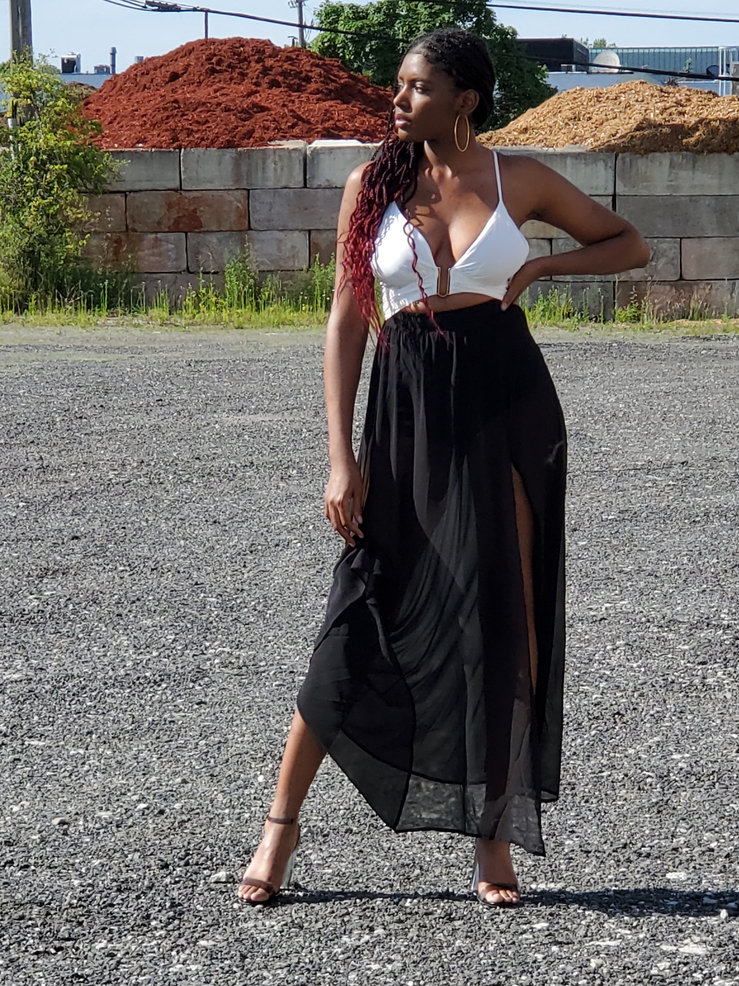Black & Ivory chiffon dress
