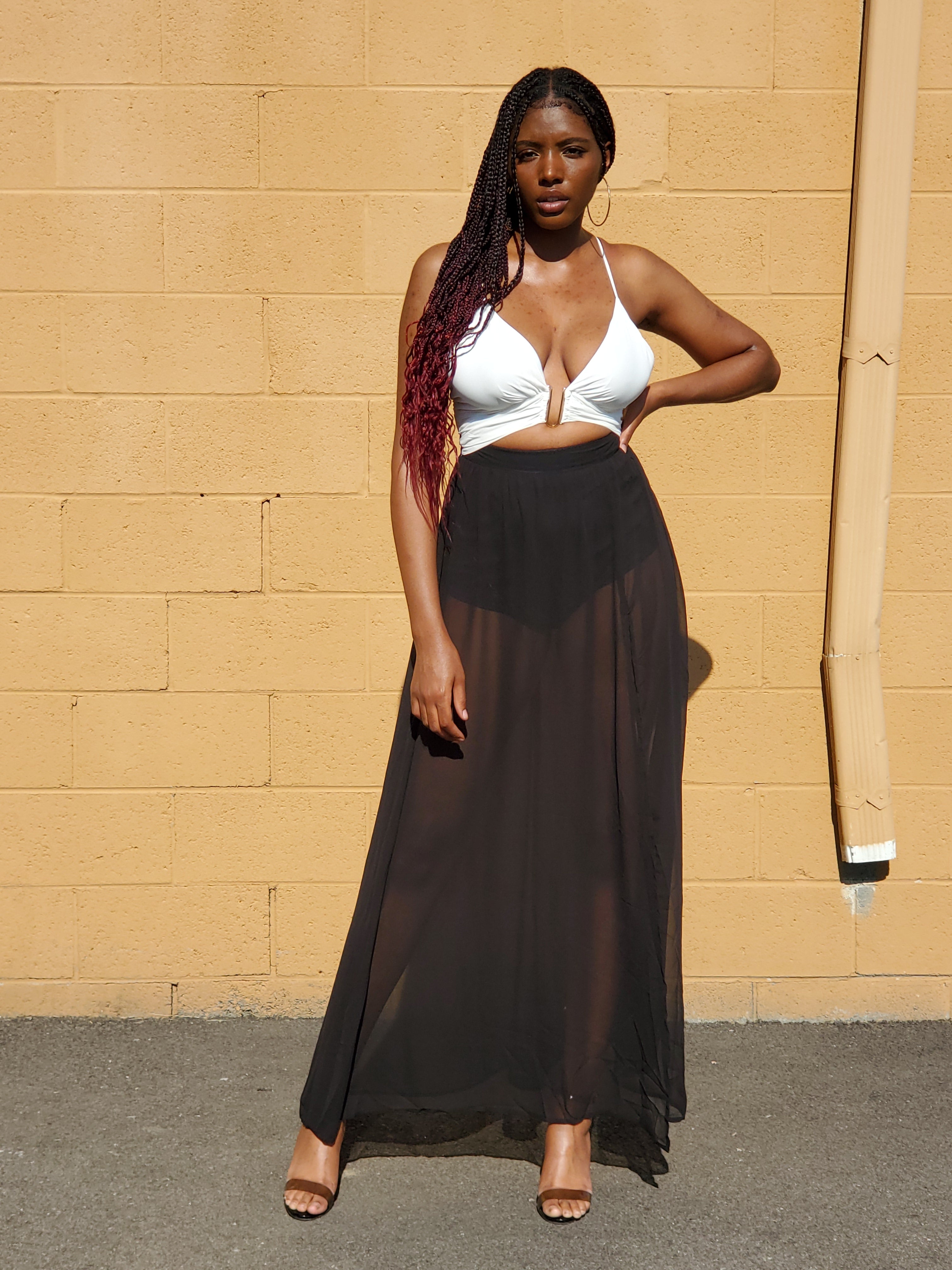 Black & Ivory chiffon dress