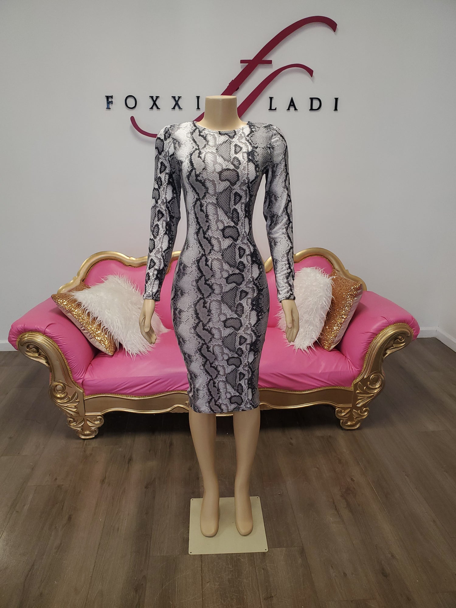 Grey & Black printed bodycon