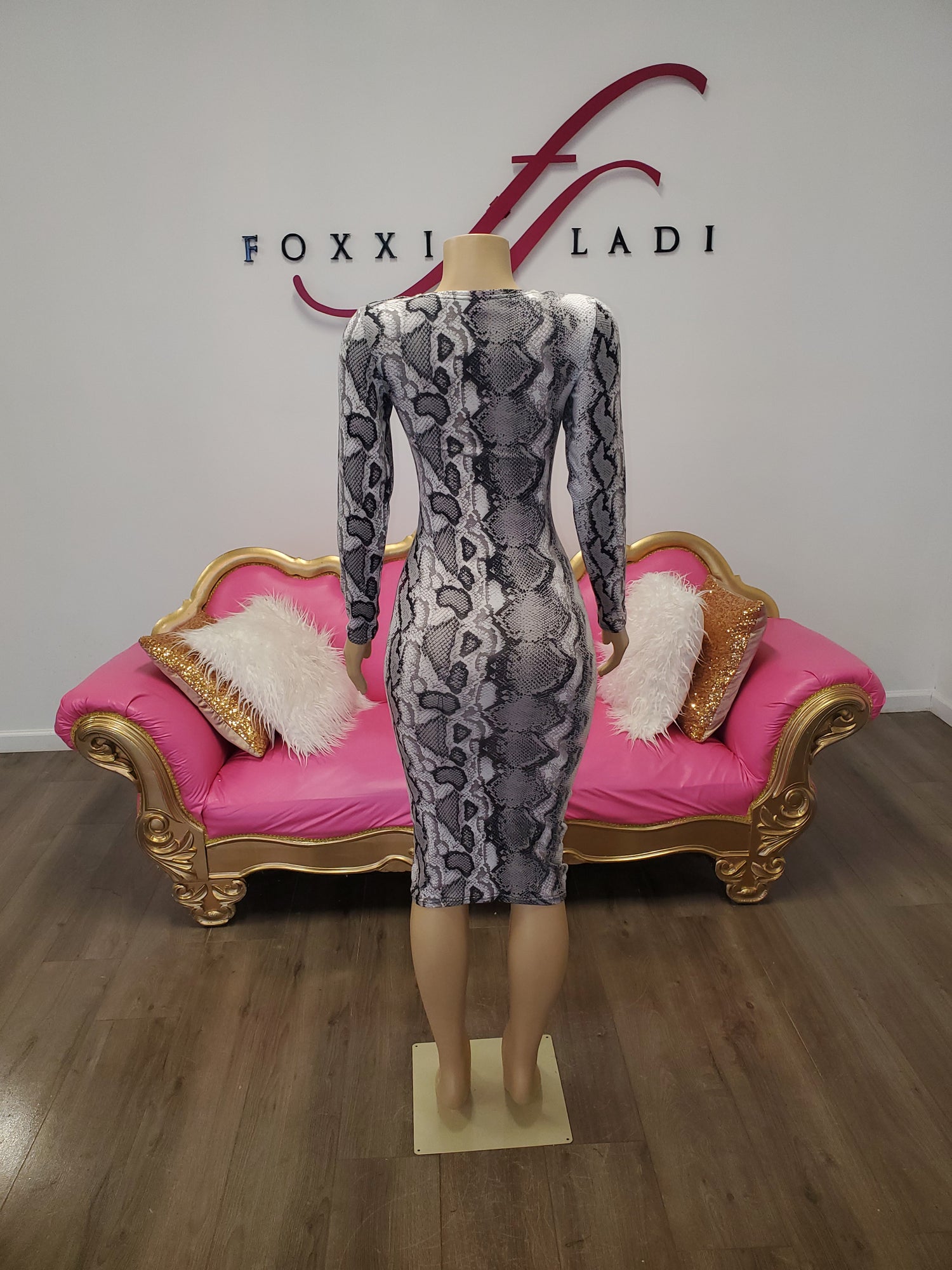 Grey & Black printed bodycon