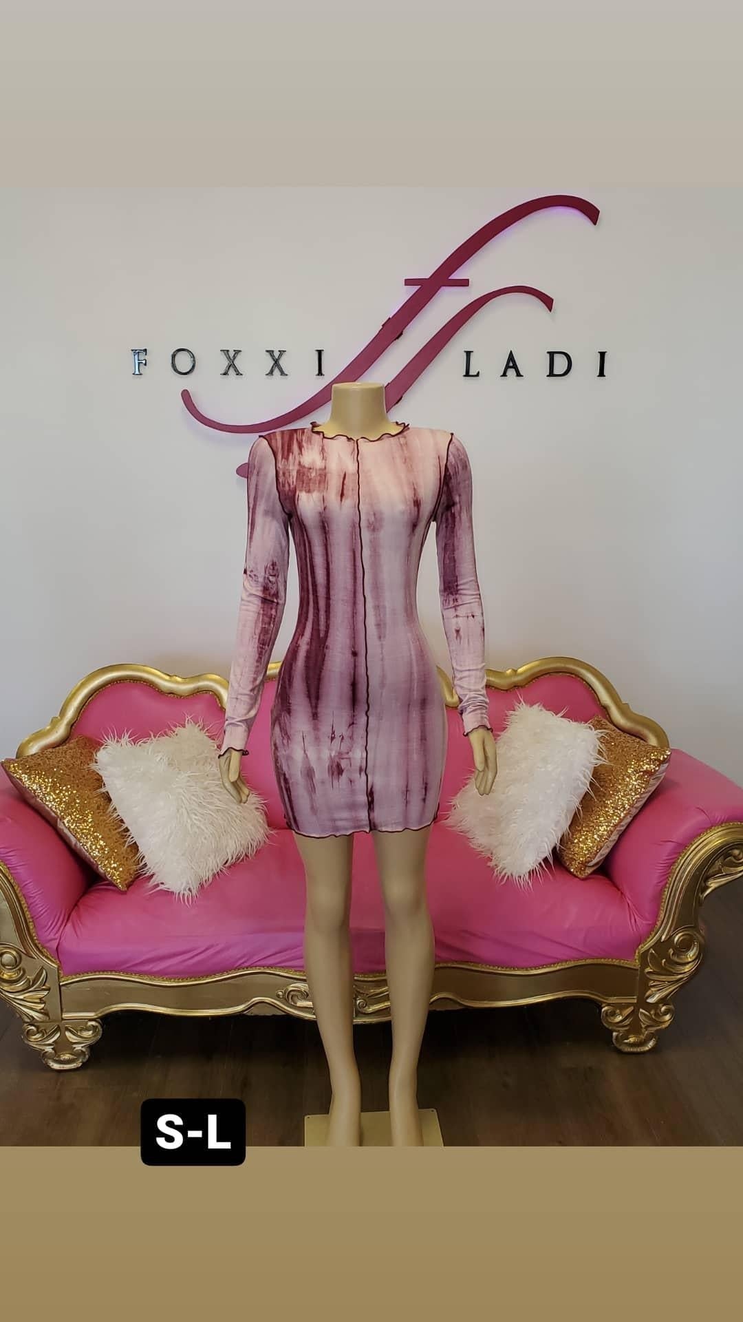 Burgundy tye dye bodycon dress