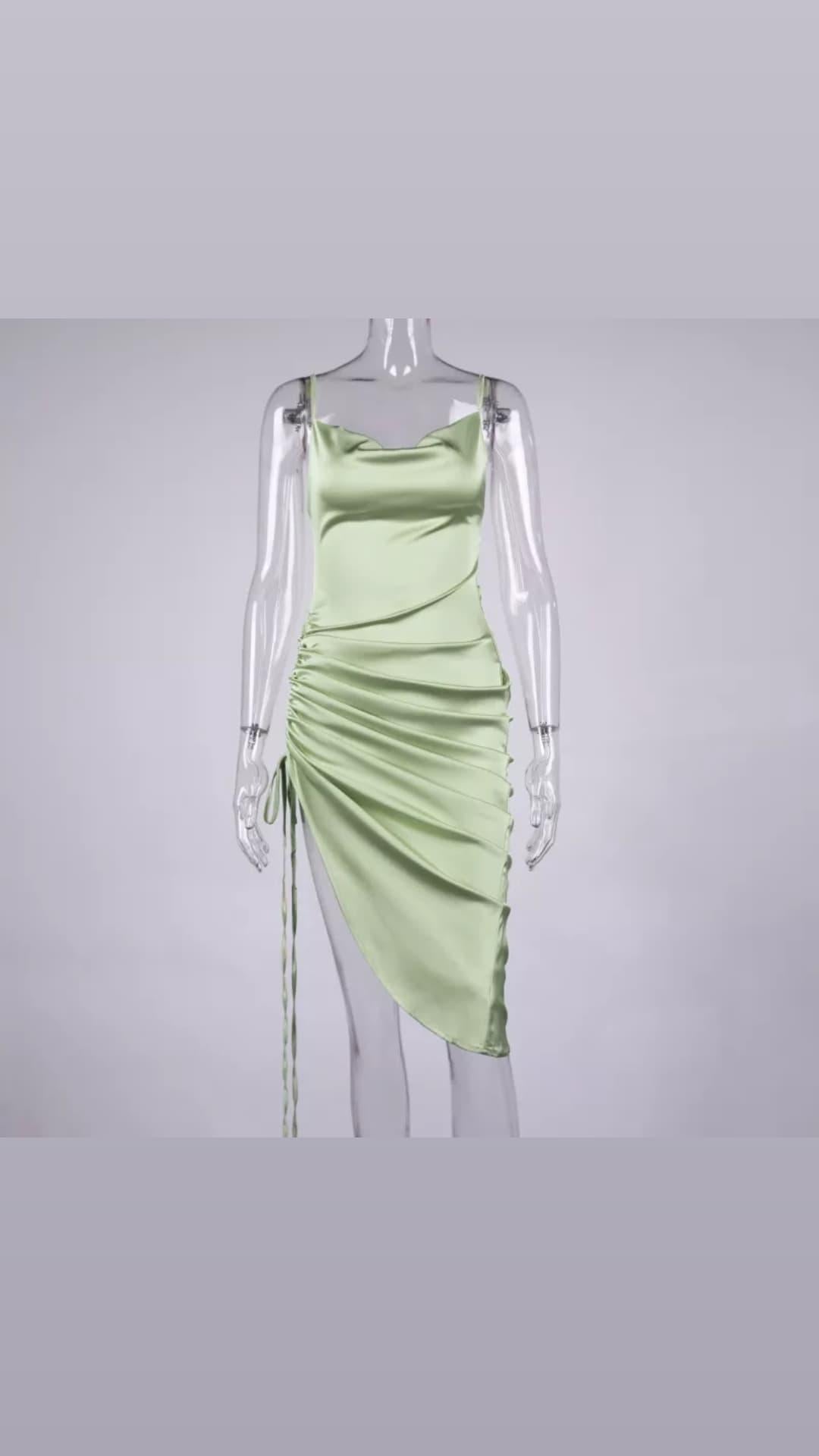 Mint green satin Date night dress