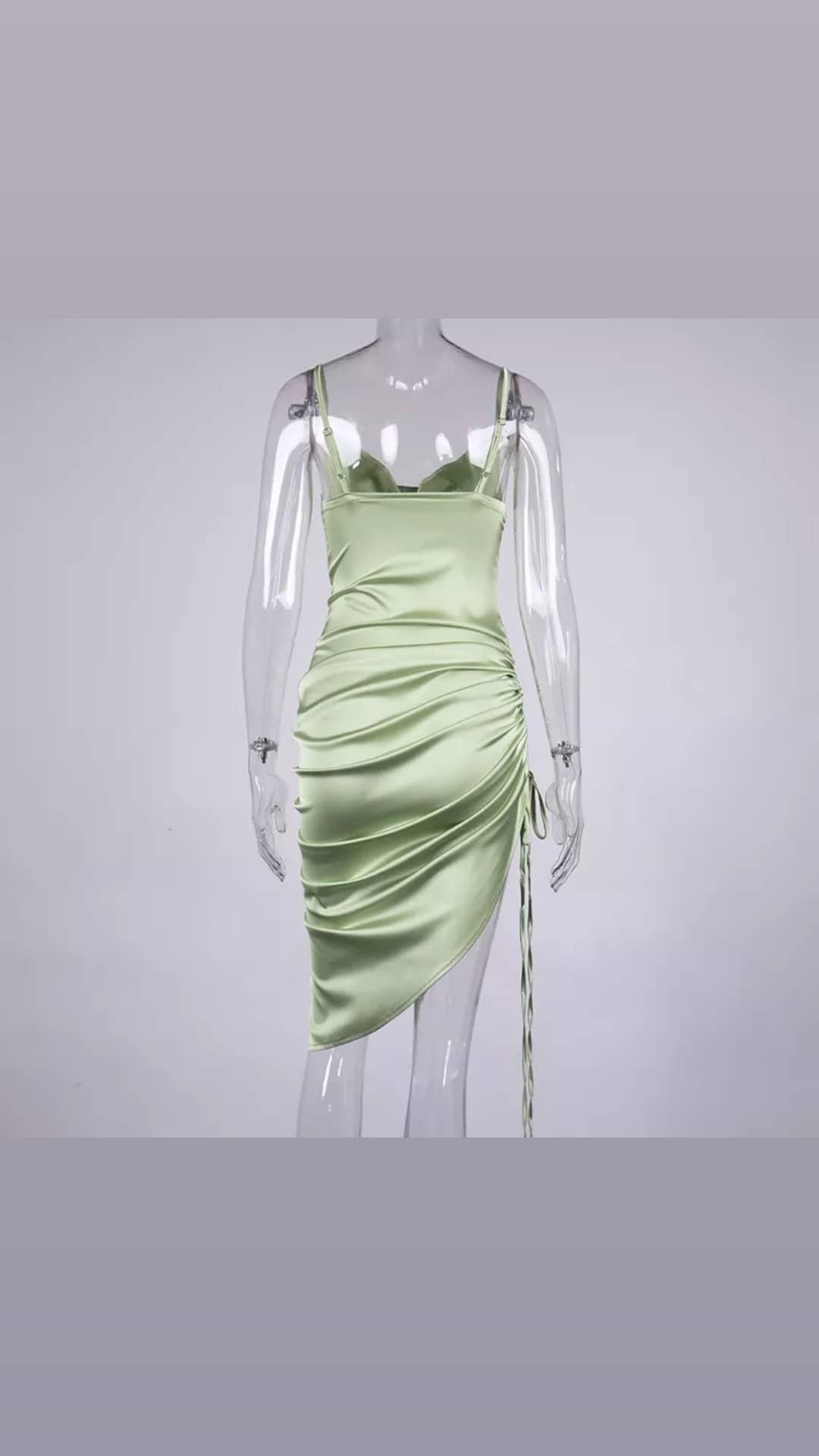 Mint green satin Date night dress