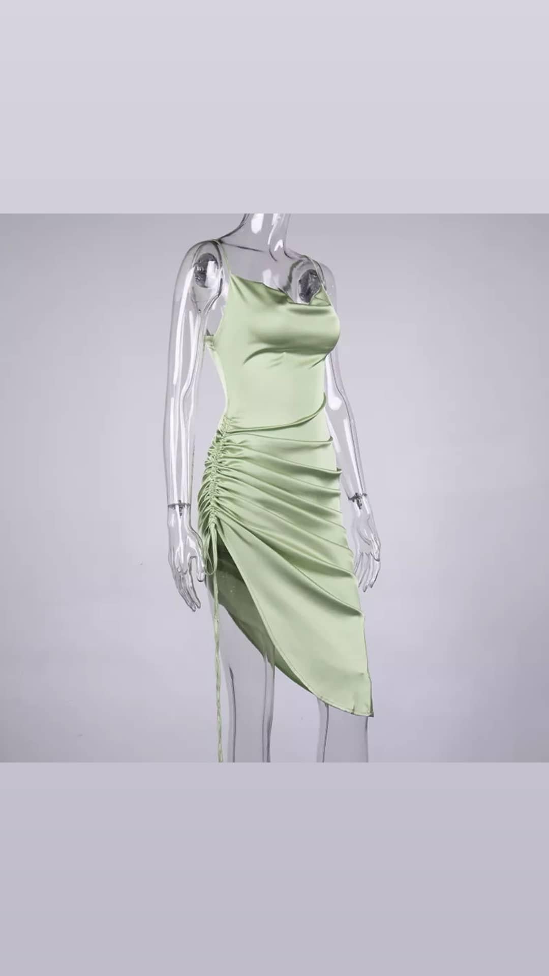 Mint green satin Date night dress