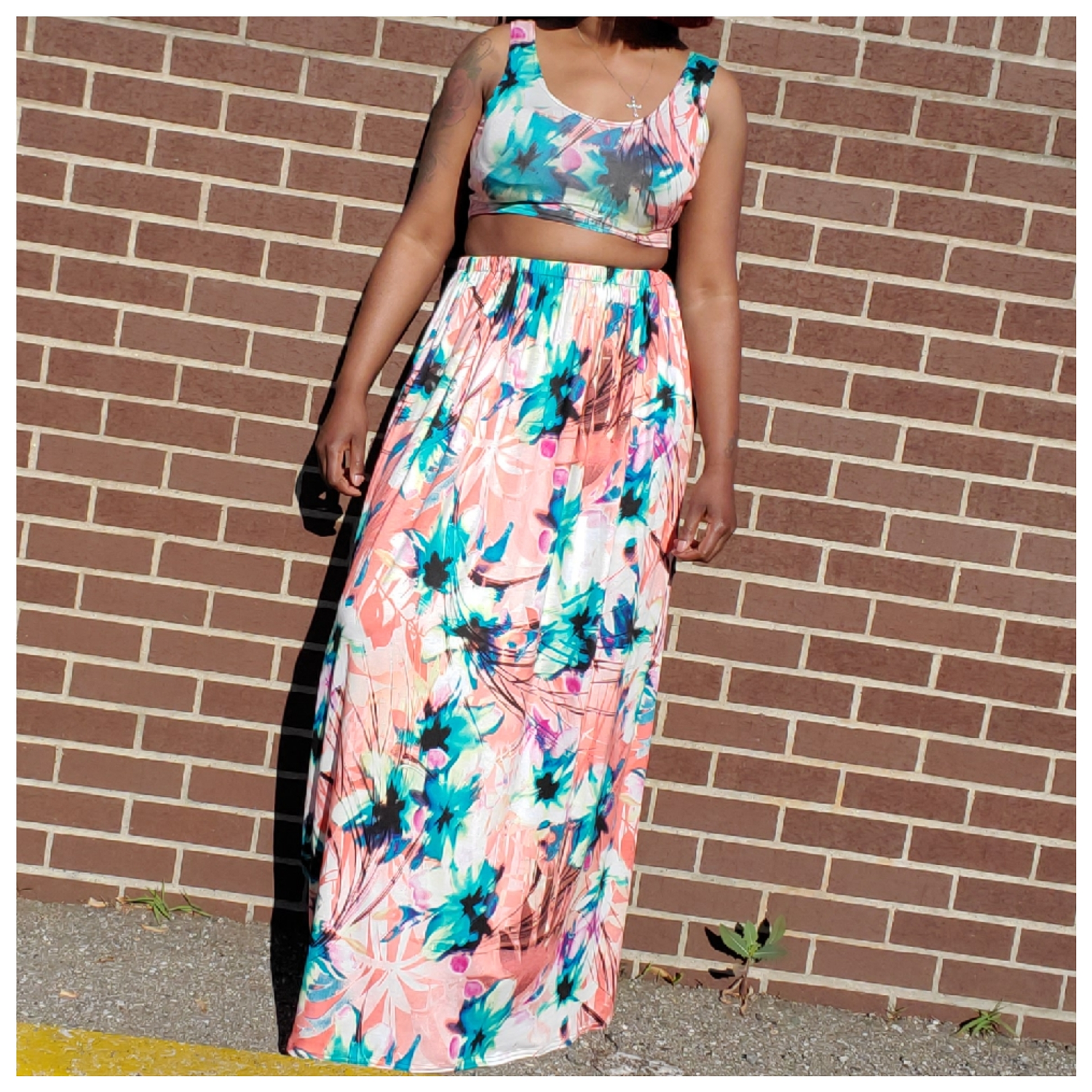 Hawaiian 2 piece Maxi set