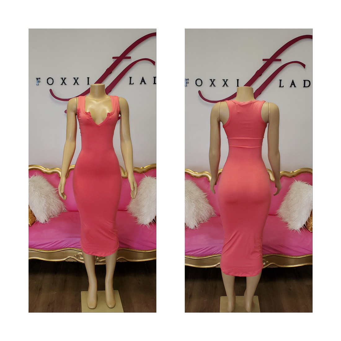 Coral tank dress