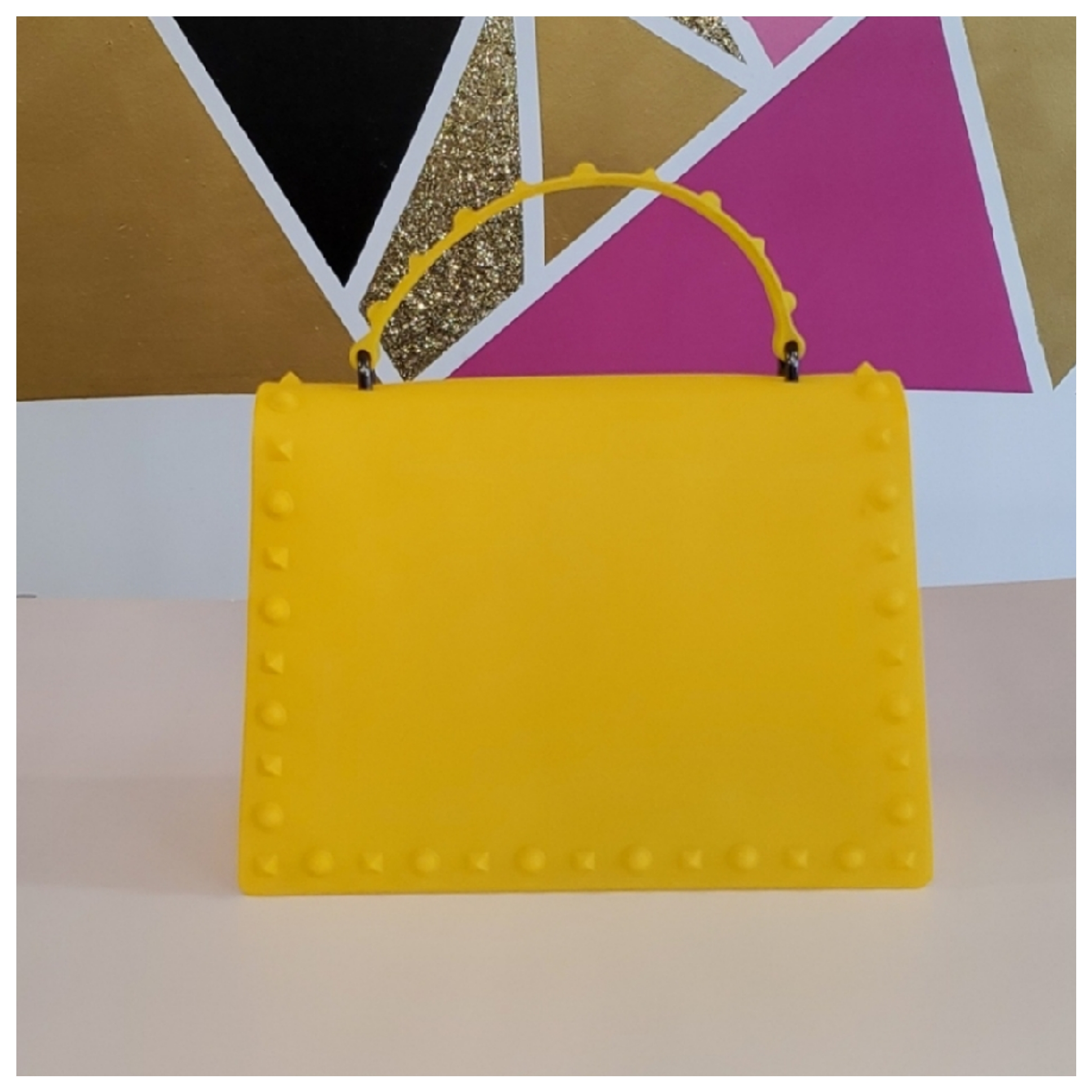 Yellow fedora hat with matching jelly purse