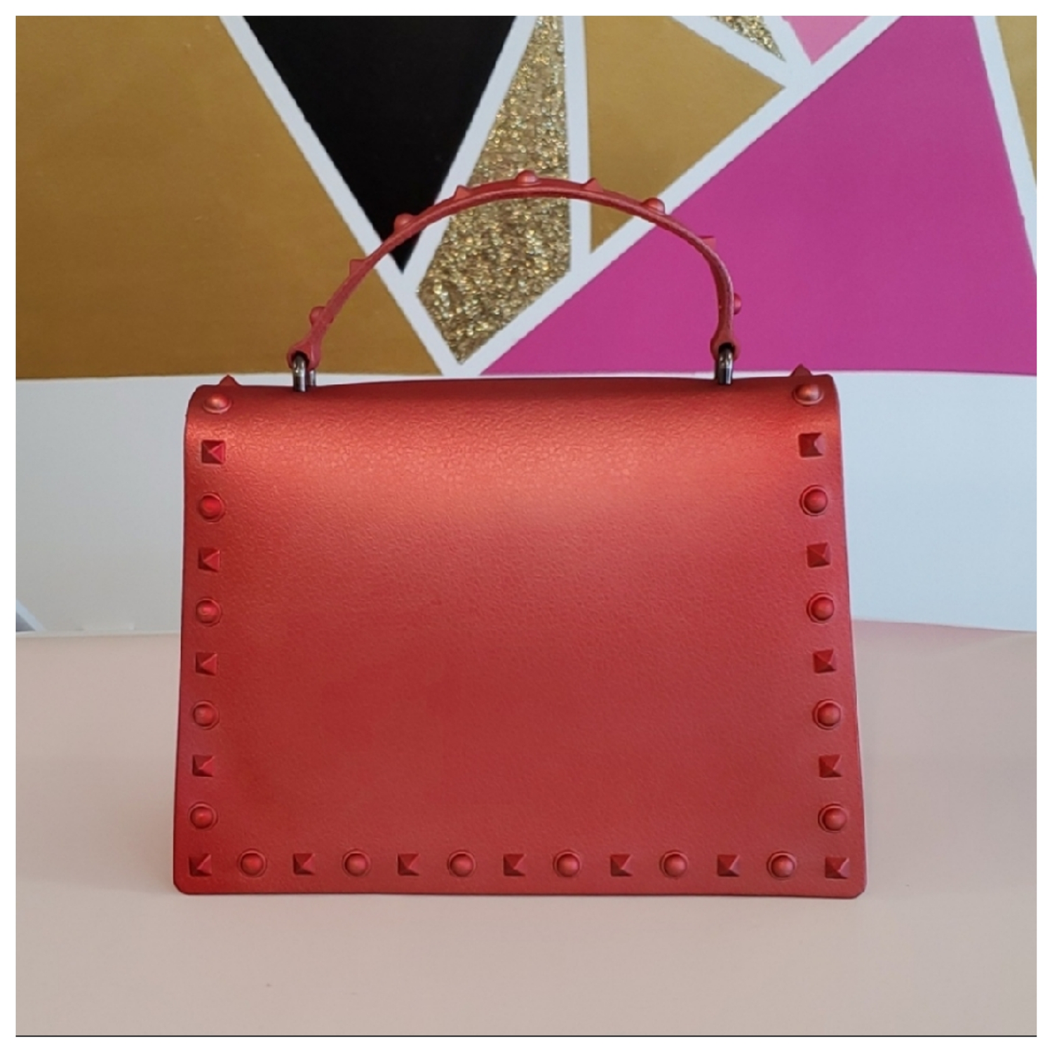 Red fedora hat with matching jelly purse