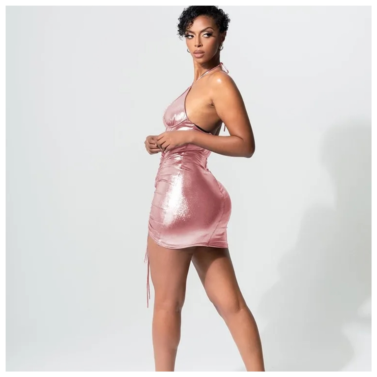 Pink Halter Mini Dress