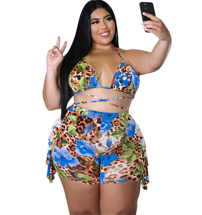 Plus Size Blue Two Piece Short Set