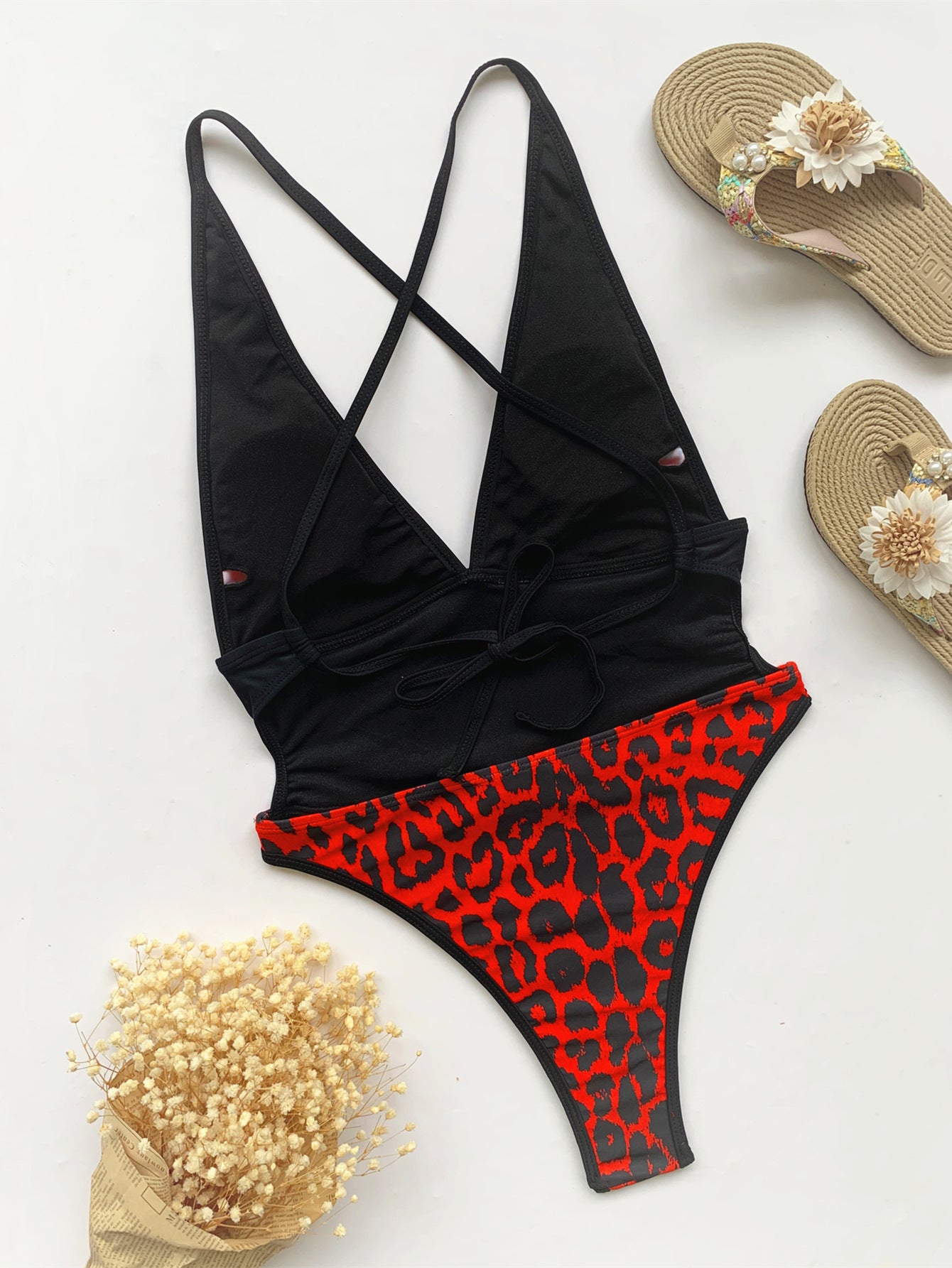 Red Leopard High Cut Monokini