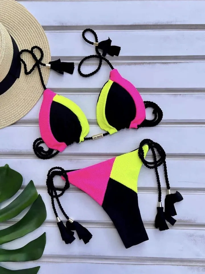 Sexy Two Piece Colorblock Bikini Swimsuit