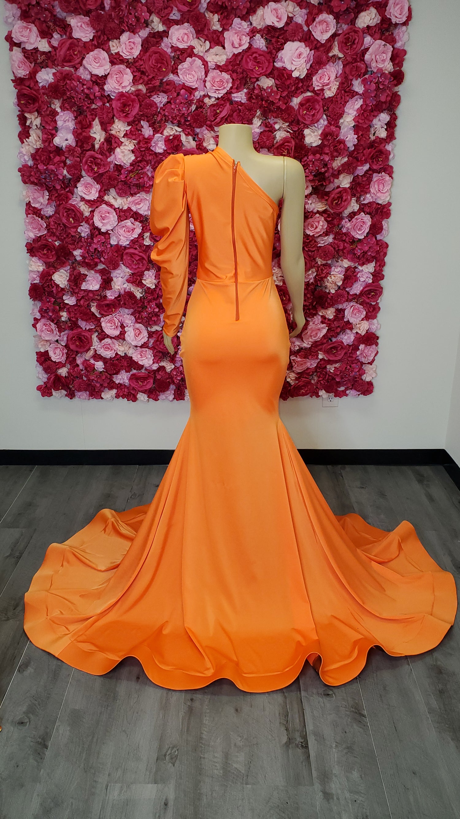 Orange Spandex prom Gown Near USA