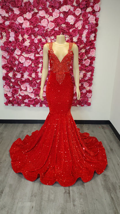 Red Sequin Mermaid Gown USA