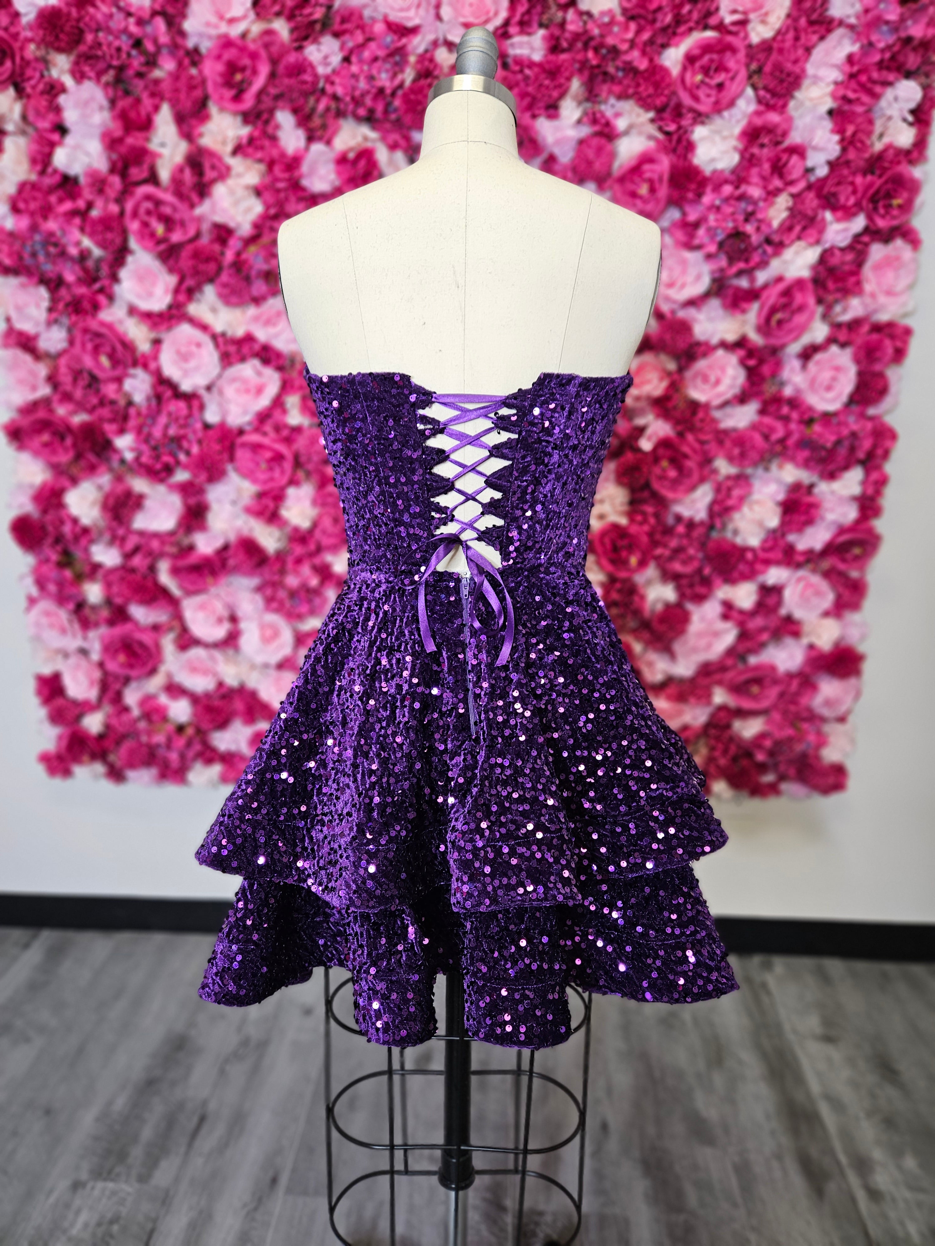 Purple sequin dress prom Near USA