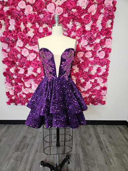 Purple sequin dress prom In USA