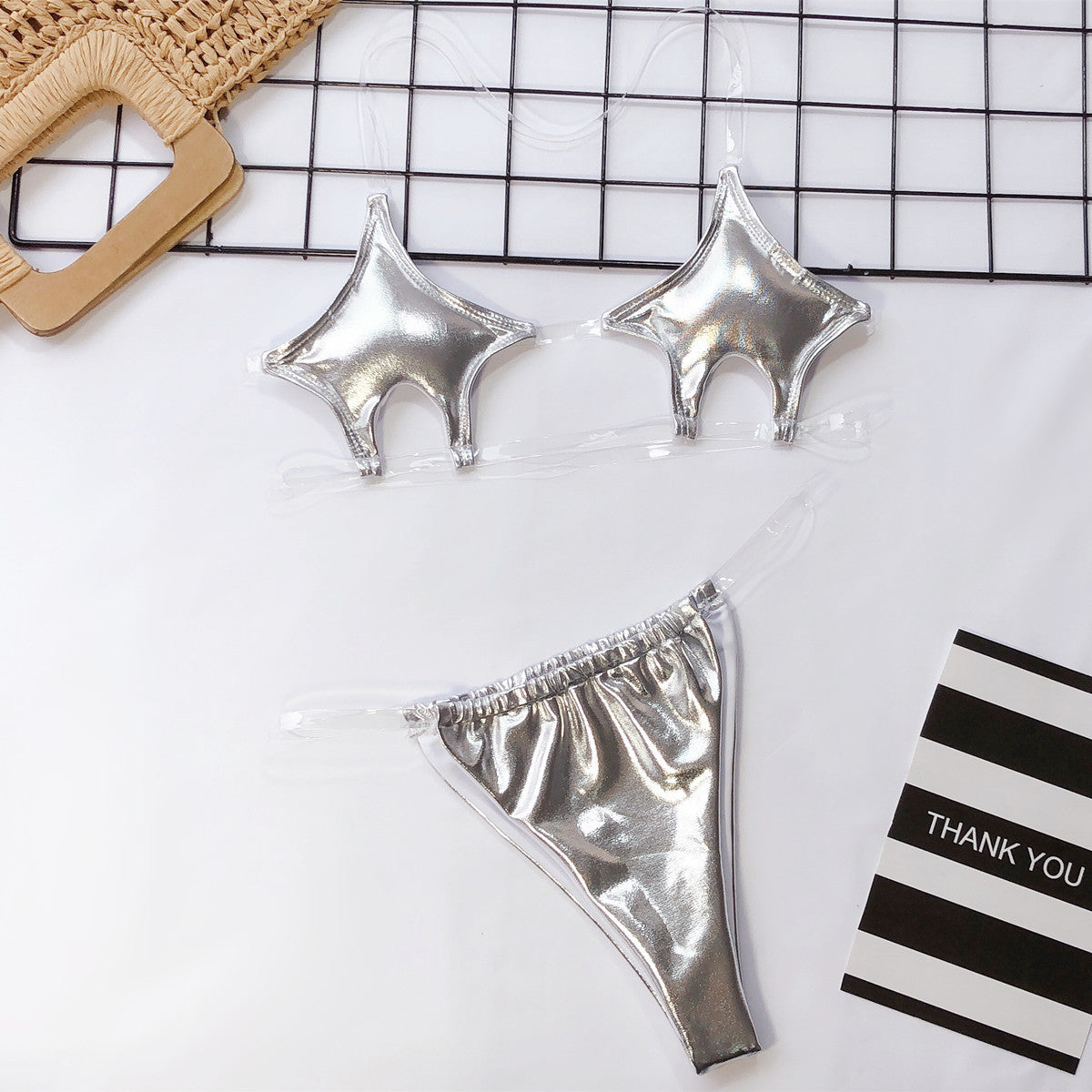 Silver Sexy 2 Piece Bikini Swimsuit