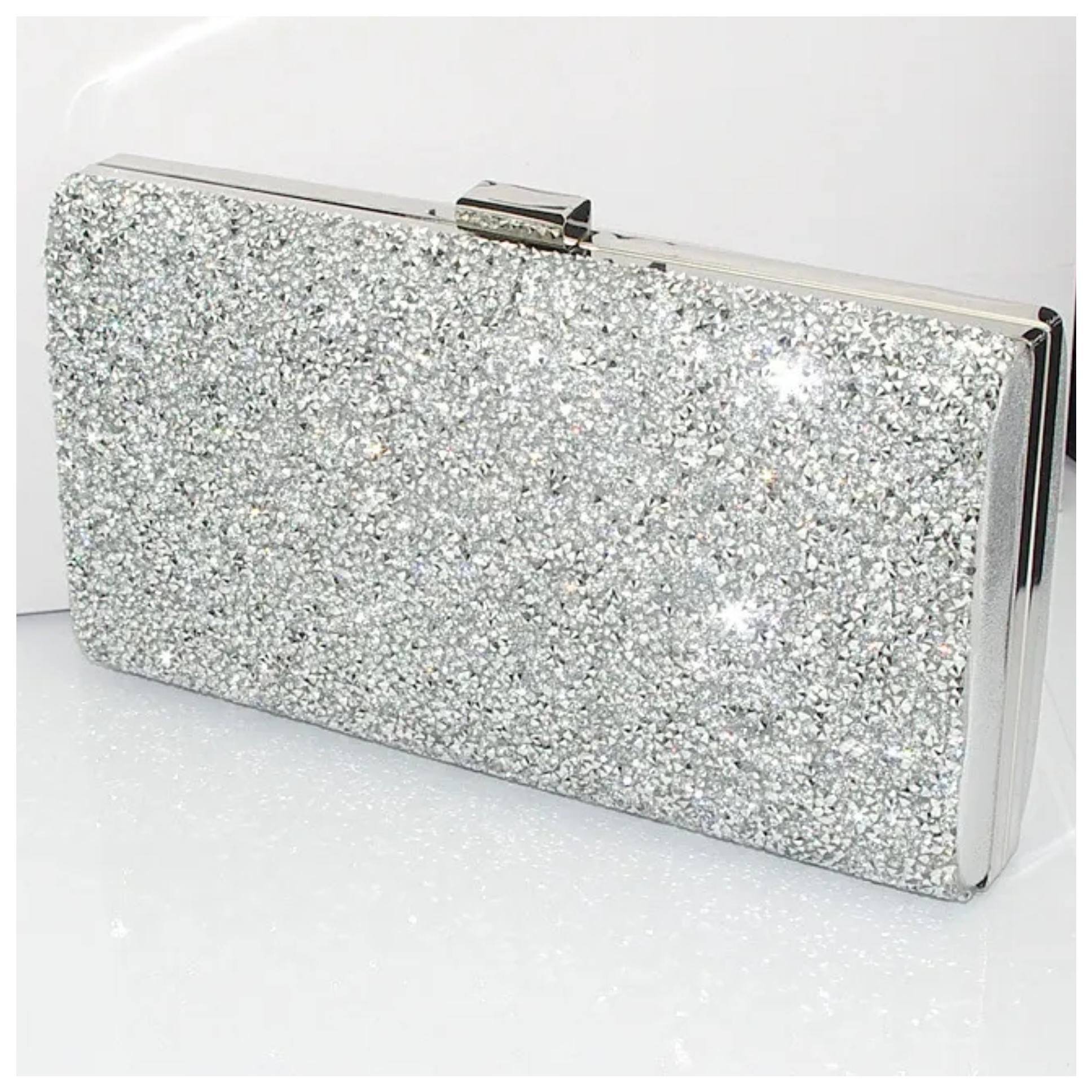 Silver Mini Clutch Shouler Bag