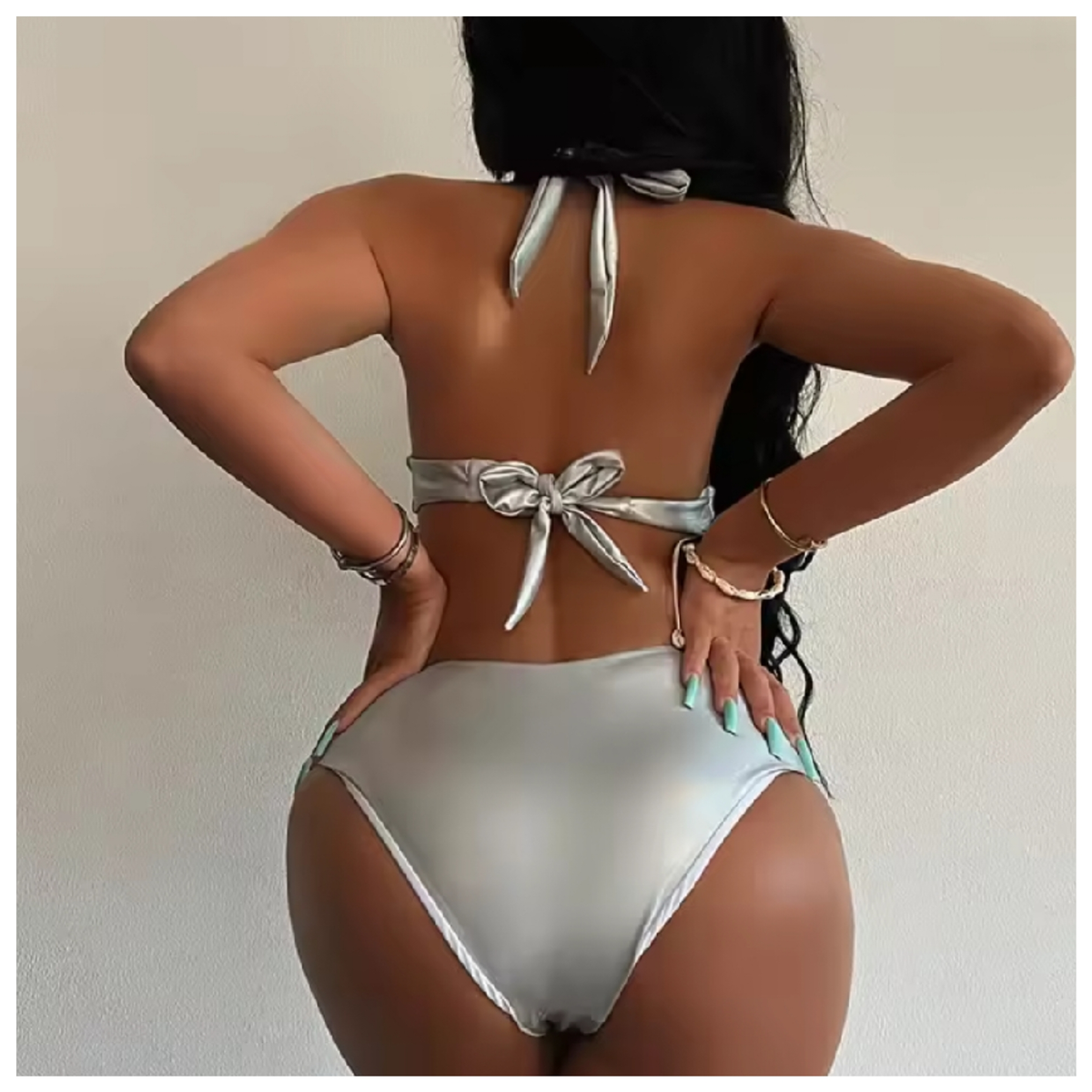 Silver Metallic Chain Swimsuit