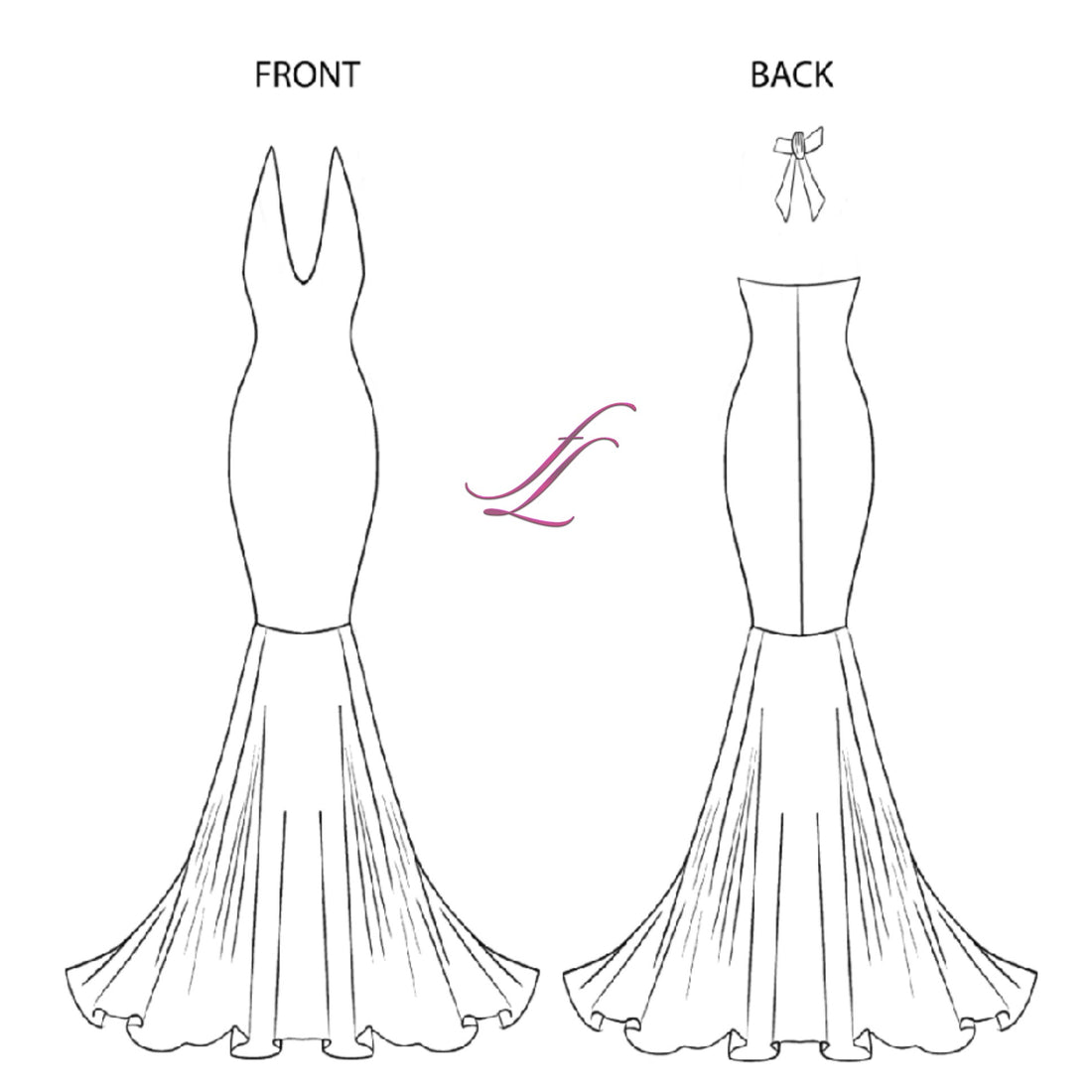 Halter Style Bodycon Mermaid Gown PDF Pattern