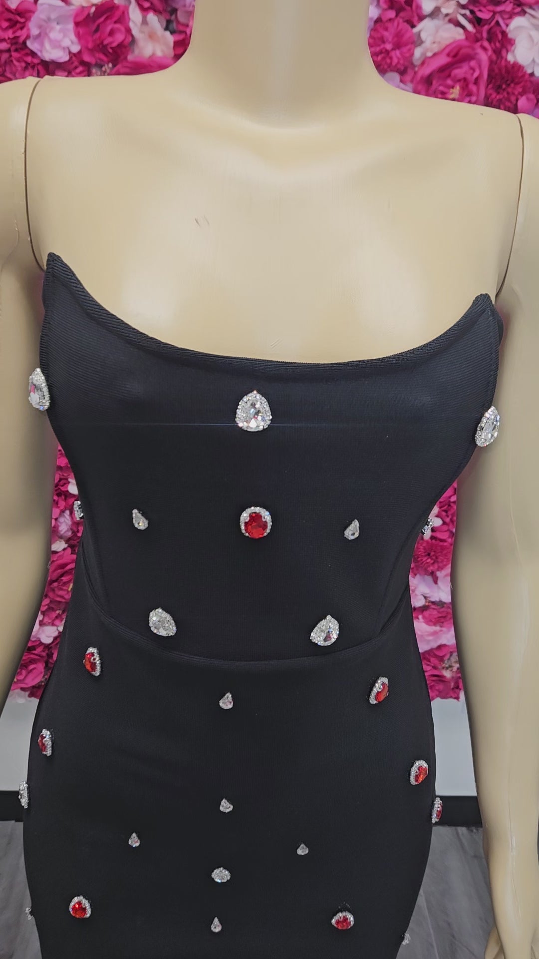 Black Bandage Mini Dress with Stones