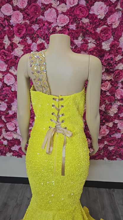 Yellow Sequin Mermaid Prom Dress