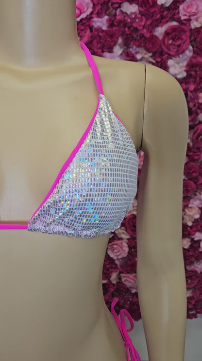 Silver Iridescent Two Piece Bikini Swimsuit