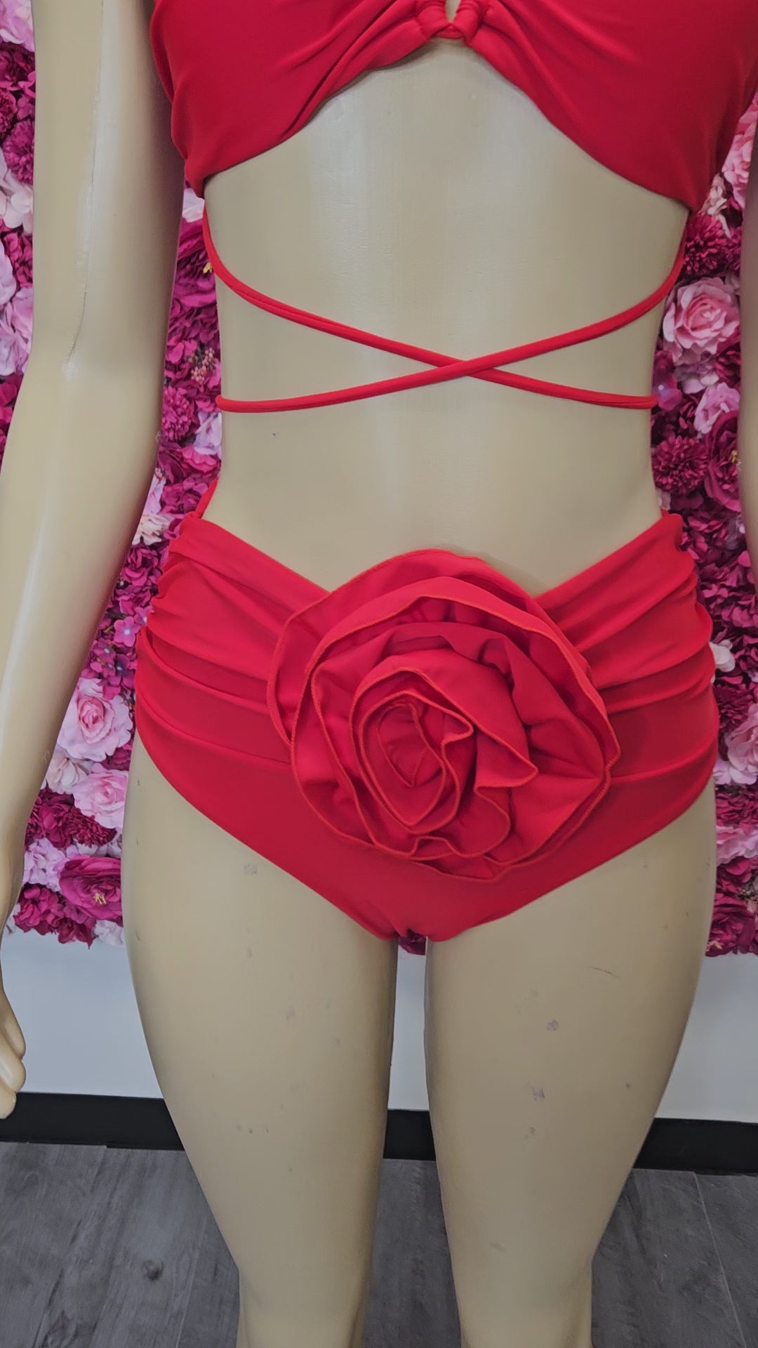 Red Flower 2 Piece Bikini Swimsuit