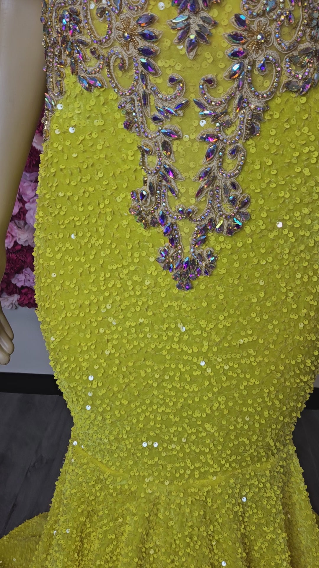 Yellow Sequin Mermaid Prom Dress
