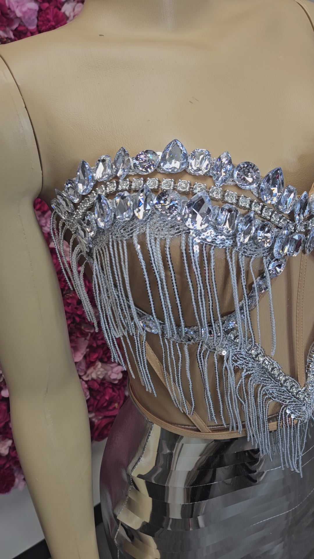 Silver Rhinestone Fringe Mini Dress, Mirror Sequin Bodycon Dress, Sexy Birthday Outfit, Glam Party Dress, Clubwear